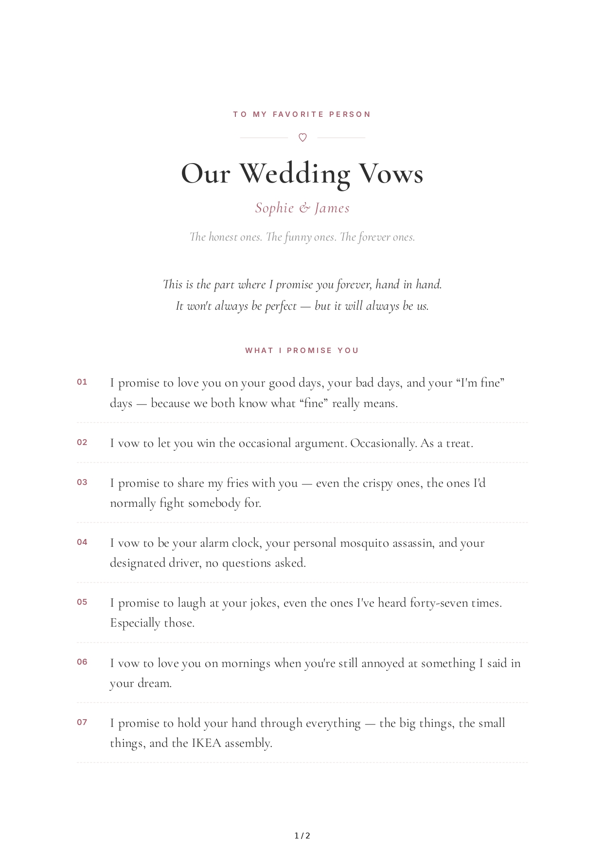Funny Wedding Vows - Free AI Wedding Vows Generator, 50+ Real Wedding Vows Examples