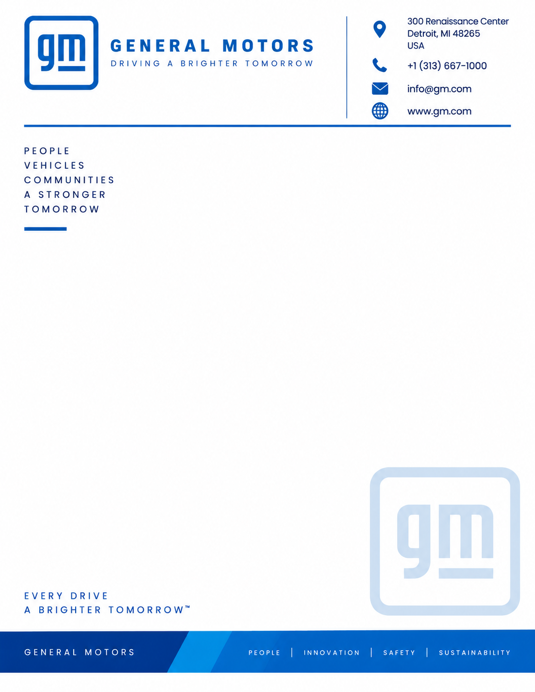 General Motors Letterhead - Free AI Letterhead Generator, 50+ Real Letterhead Examples