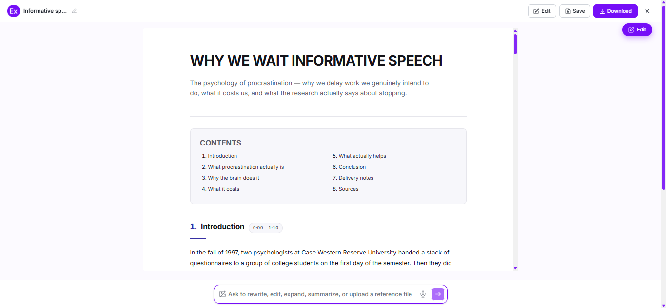 Informative Speech Examples