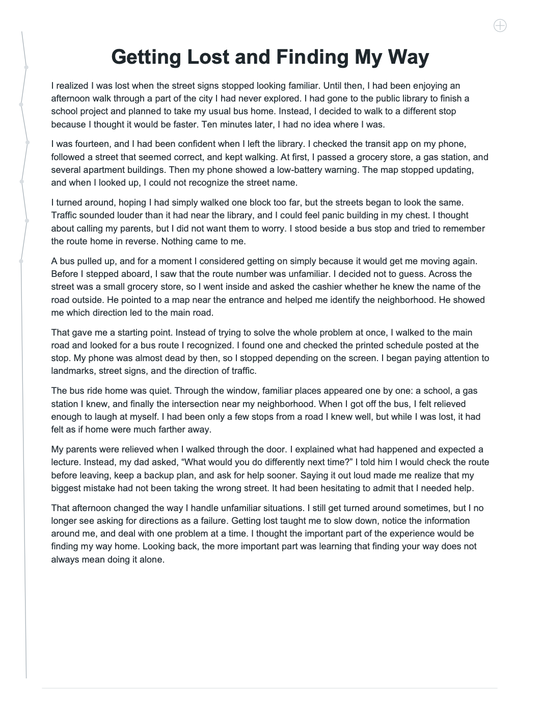 Getting Lost and Finding My Way Narrative Essay - Free AI Narrative Essay Generator, 50+ Real Narrative Essay Examples