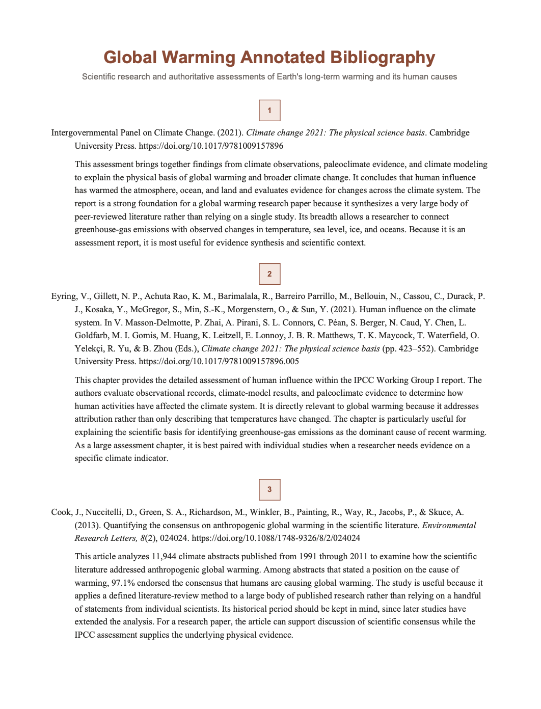 Global Warming Annotated Bibliography - Free AI Annotated Bibliography Generator, 50+ Real Annotated Bibliography Examples