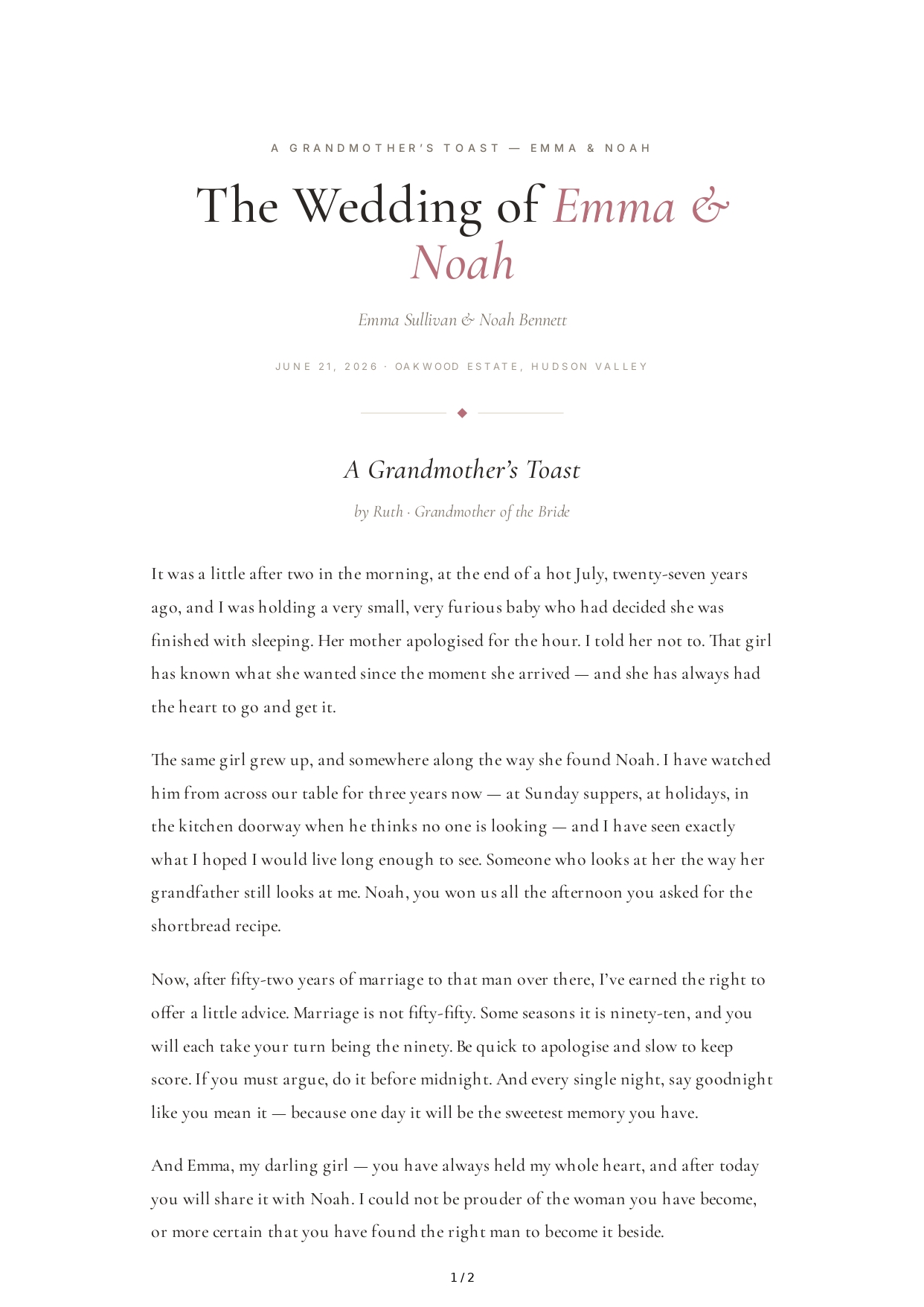 Grandparent Wedding Toast - Free AI Wedding Toast Generator, 50+ Real Wedding Toast Examples