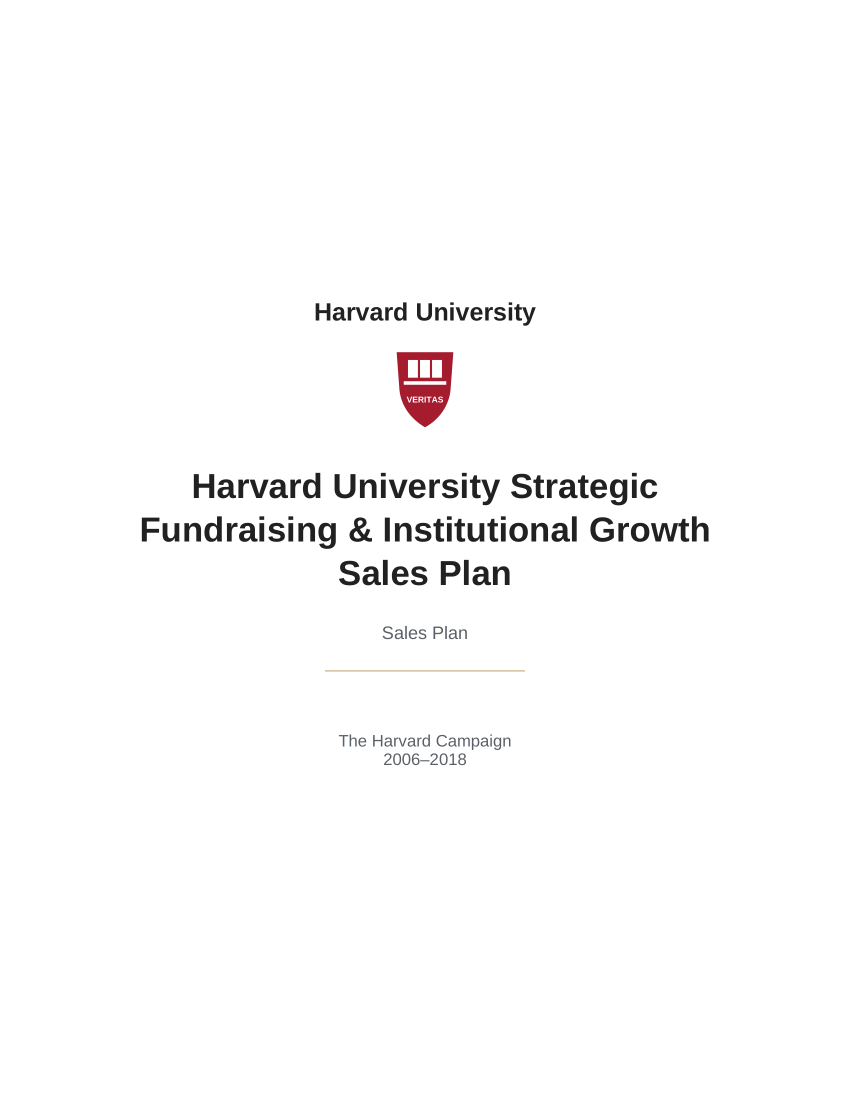 Harvard University Strategic Fundraising & Institutional Growth Sales Plan - Free AI Sales Plan Generator, 50+ Real Sales Plan Examples