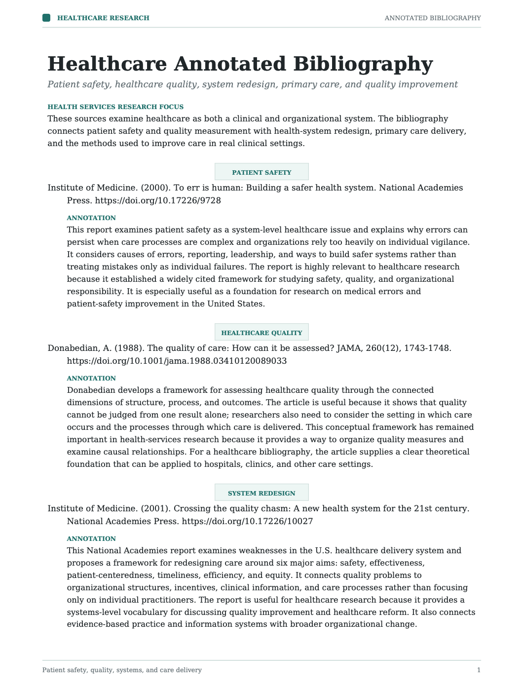 Healthcare Annotated Bibliography - Free AI Annotated Bibliography Generator, 50+ Real Annotated Bibliography Examples