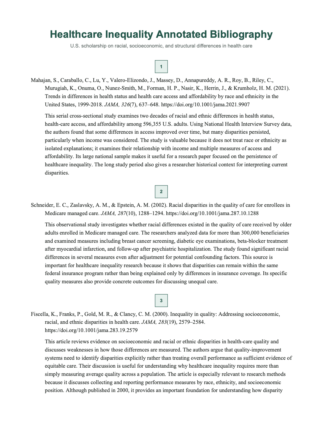 Healthcare Inequality Annotated Bibliography - Free AI Annotated Bibliography Generator, 50+ Real Annotated Bibliography Examples