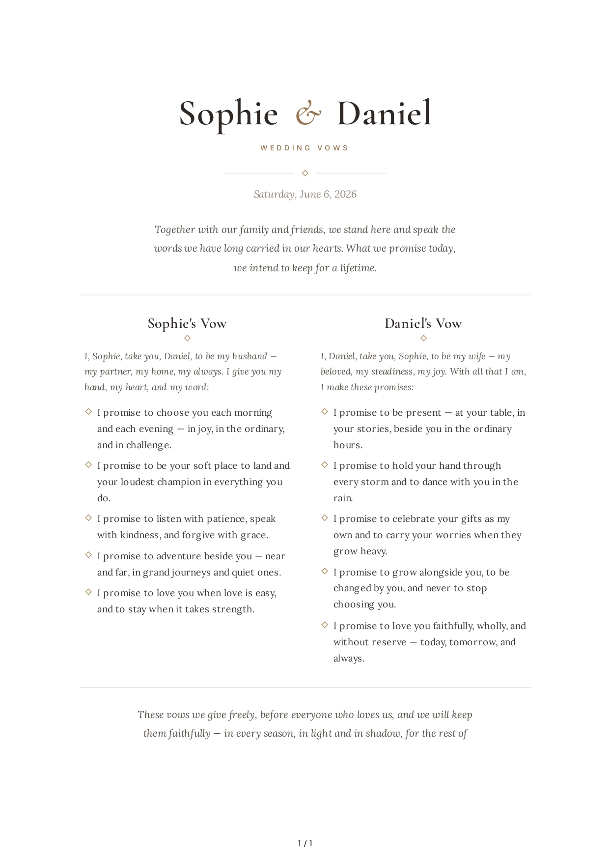 Heartfelt Wedding Vows - Free AI Wedding Vows Generator, 50+ Real Wedding Vows Examples