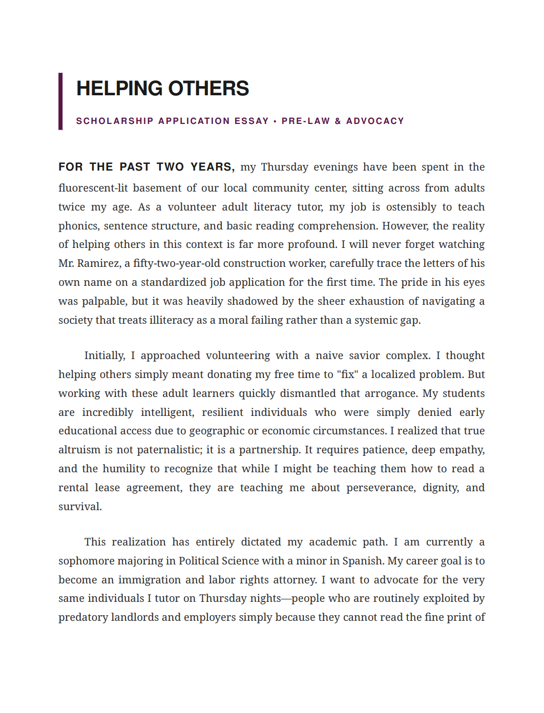 Helping Others Scholarship Essay - Free AI Scholarship Essay Generator, 50+ Real Scholarship Essay Examples