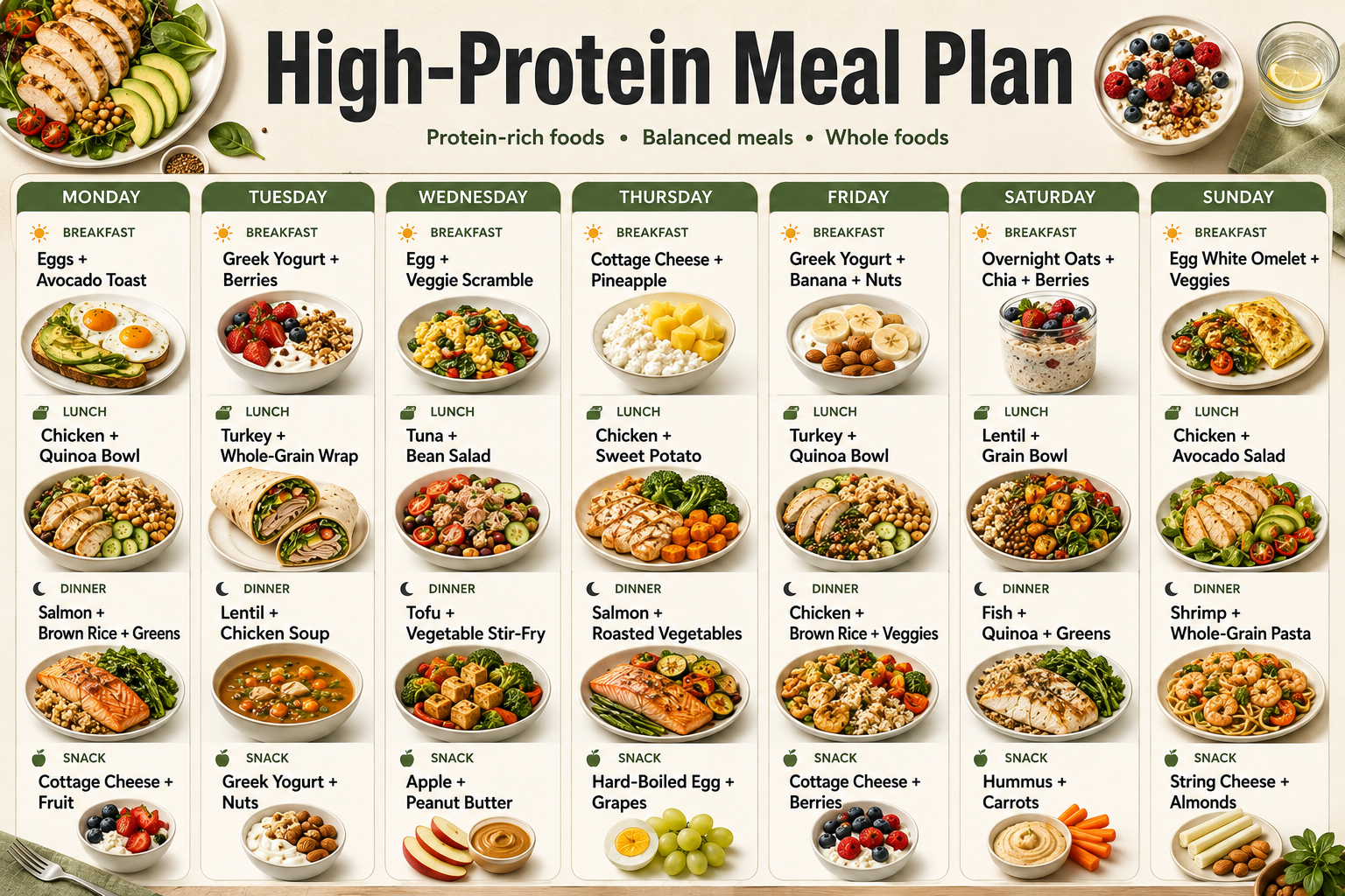 High-Protein Meal Plan - Free AI Meal Plan Generator, 50+ Real Meal Plan Examples