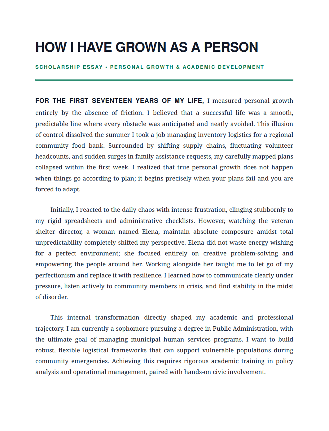 How I Have Grown as a Person Scholarship Essay - Free AI Scholarship Essay Generator, 50+ Real Scholarship Essay Examples