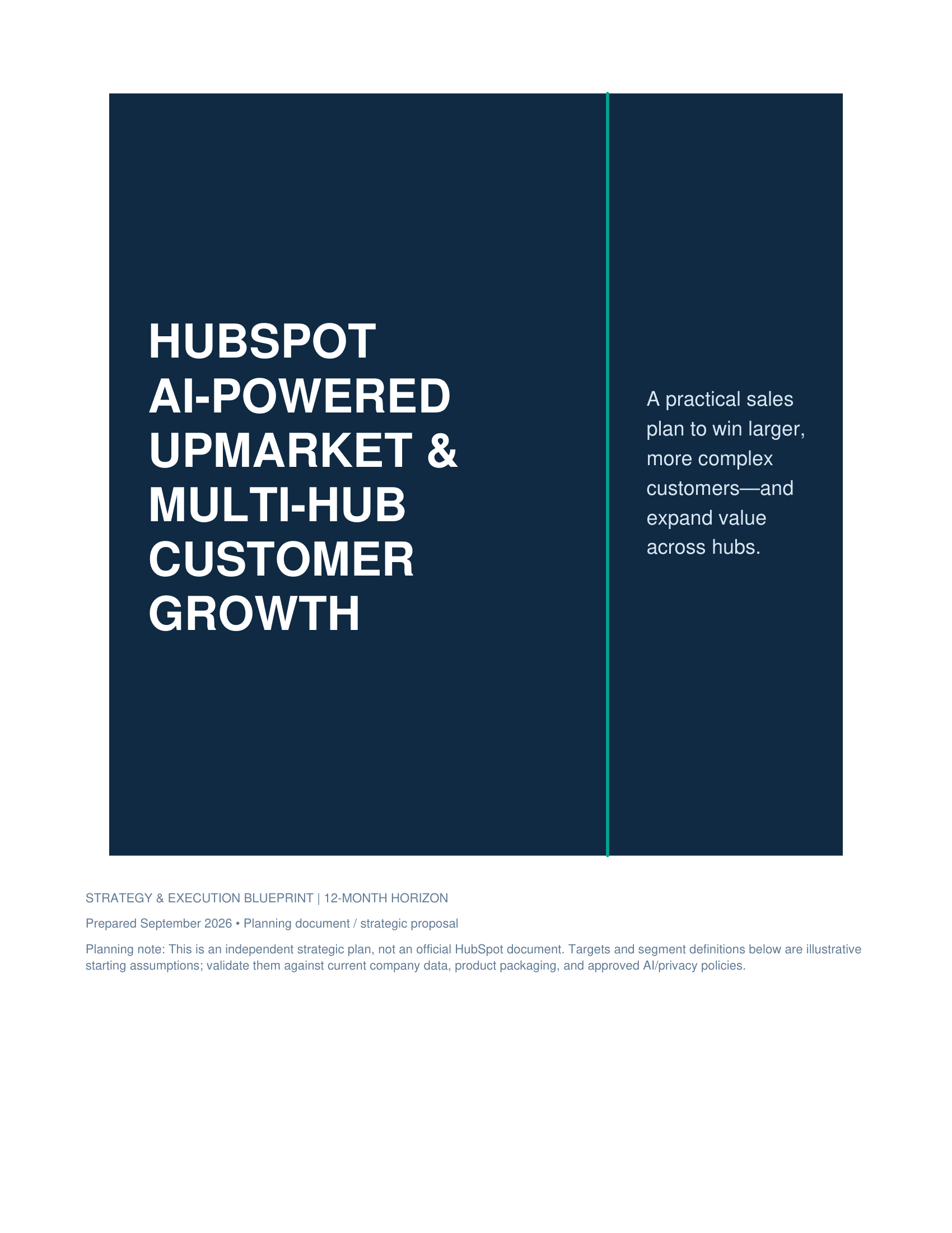 HubSpot AI-Powered Upmarket & Multi-Hub Customer Growth Sales Plan - Free AI Sales Plan Generator, 50+ Real Sales Plan Examples