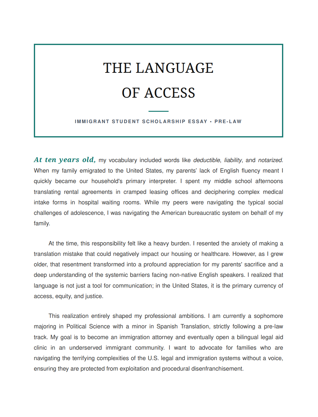 Immigrant Student Scholarship Essay - Free AI Scholarship Essay Generator, 50+ Real Scholarship Essay Examples