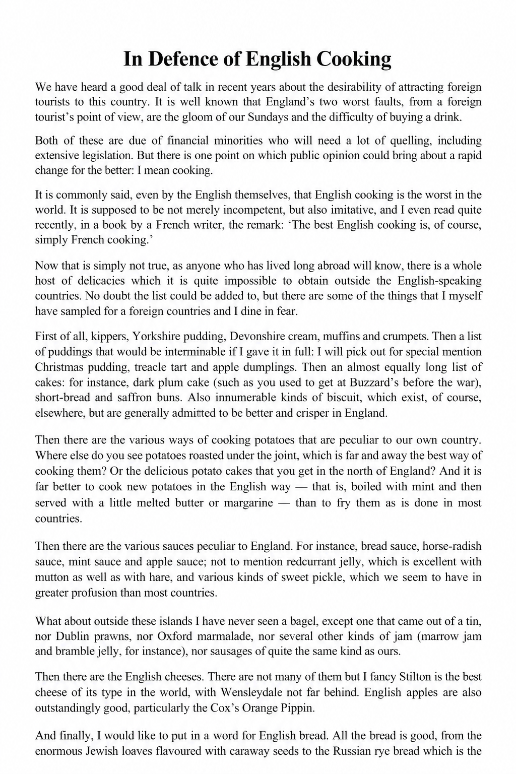 In Defence of English Cooking Essay - Free AI Essay Generator, 50+ Real Essay Examples
