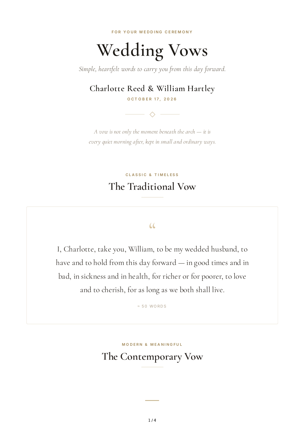 Inspirational Wedding Vows - Free AI Wedding Vows Generator, 50+ Real Wedding Vows Examples