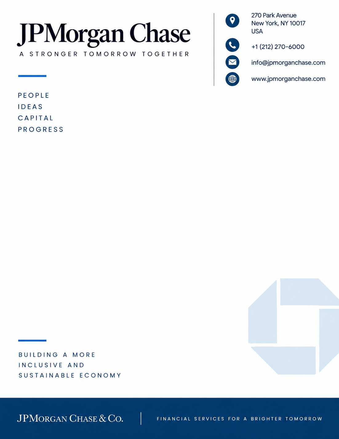 JPMorgan Chase Letterhead - Free AI Letterhead Generator, 50+ Real Letterhead Examples