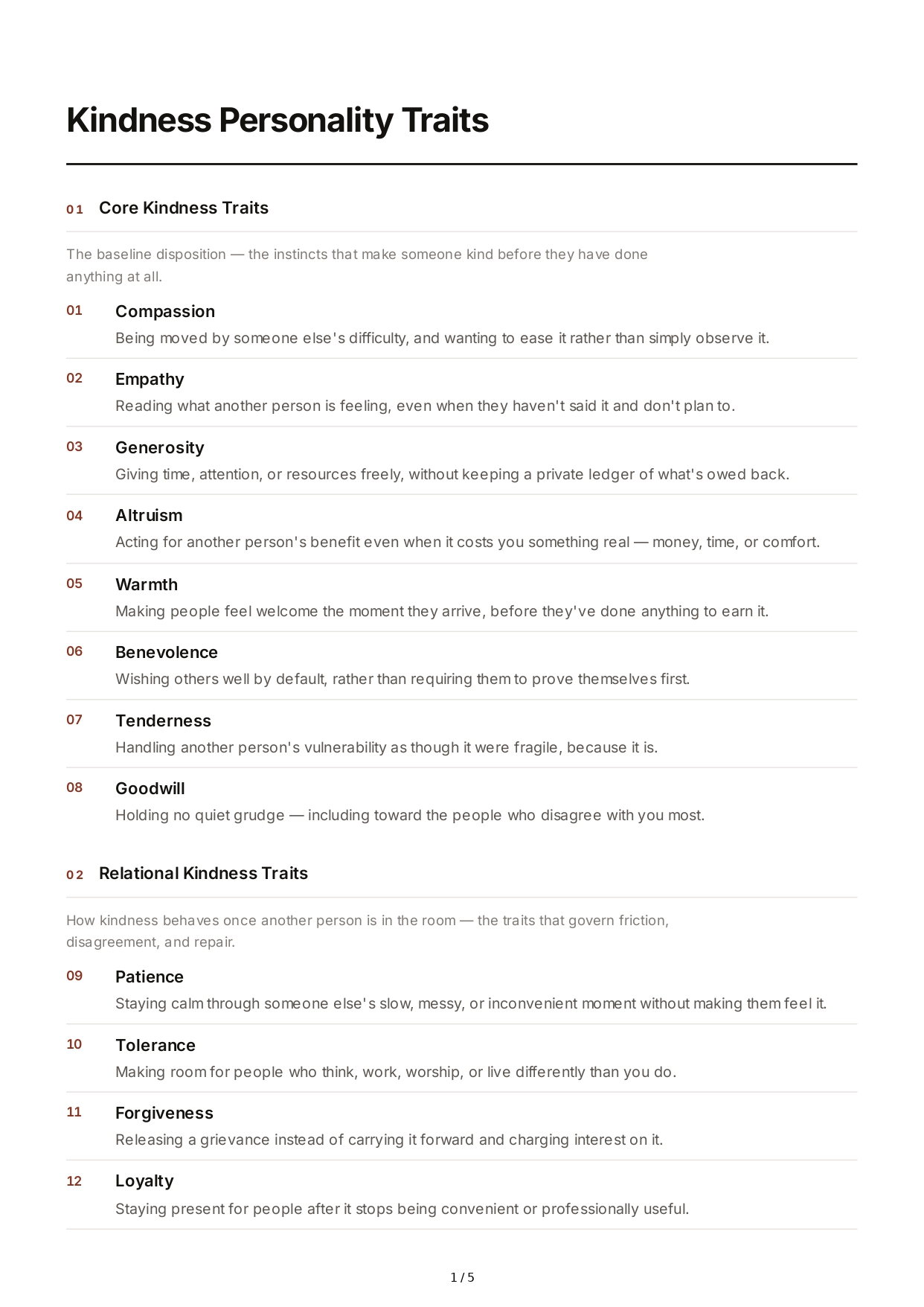 Kindness Personality Traits - Free AI Personality Traits Generator, 50+ Real Personality Traits Examples