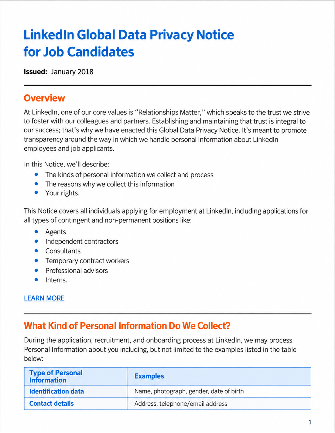 LinkedIn Global Candidate Privacy Notice - Free AI Notice Generator, 50+ Real Notice Examples
