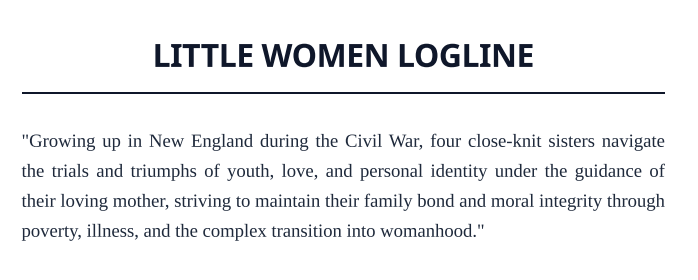 Little Women Logline - Free AI Logline Generator, 50+ Real Logline Examples
