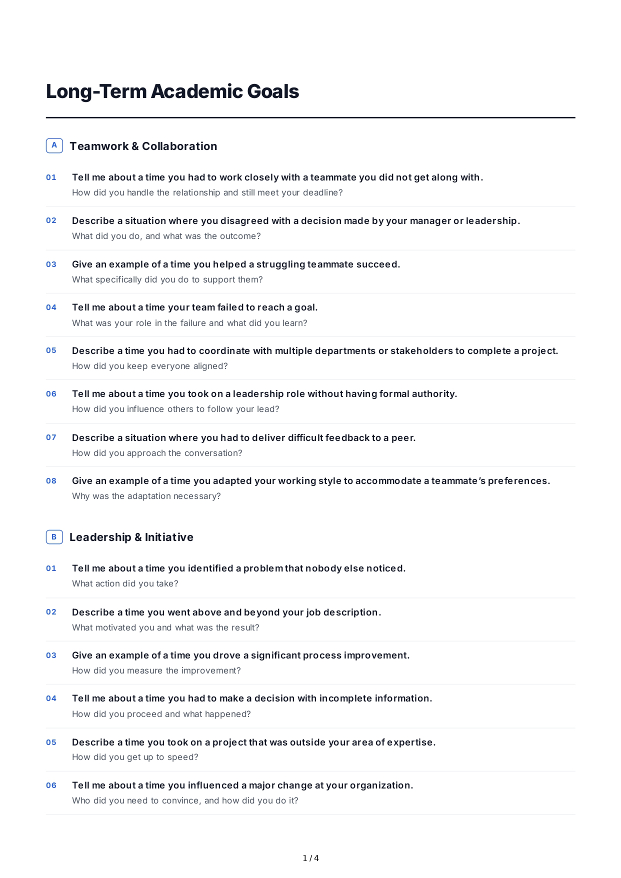 Long-Term Academic Goals - Free AI Long Term Goals Generator, 50+ Real Long Term Goals Examples