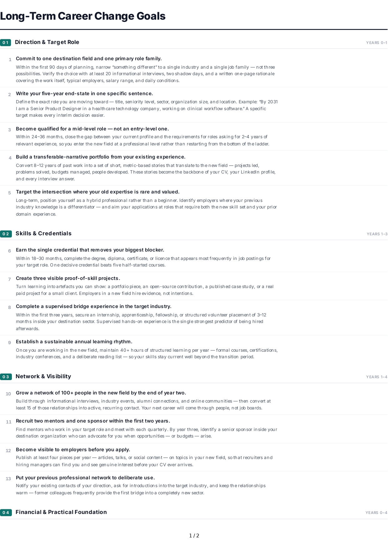 Long-Term Career Change Goals - Free AI Long Term Goals Generator, 50+ Real Long Term Goals Examples