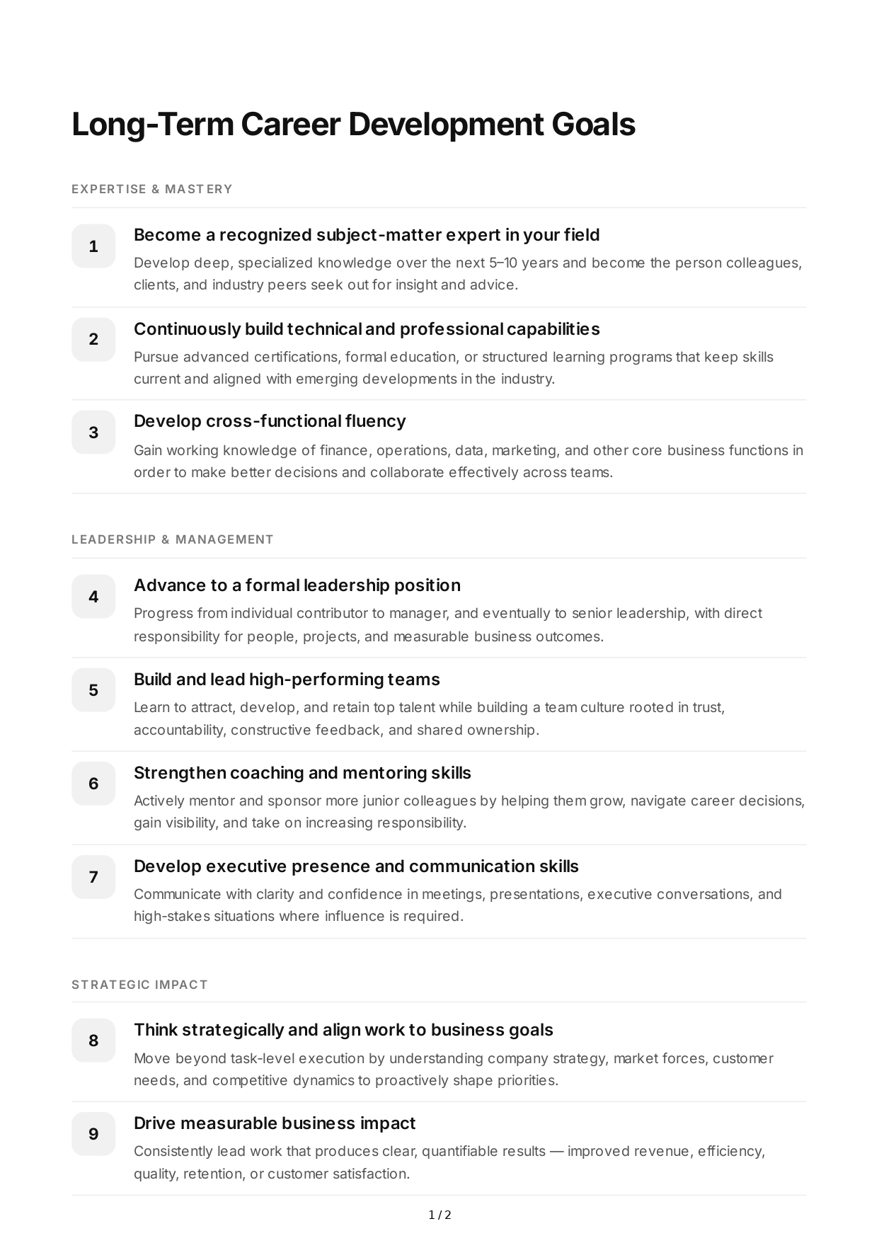 Long-Term Career Development Goals - Free AI Long Term Goals Generator, 50+ Real Long Term Goals Examples