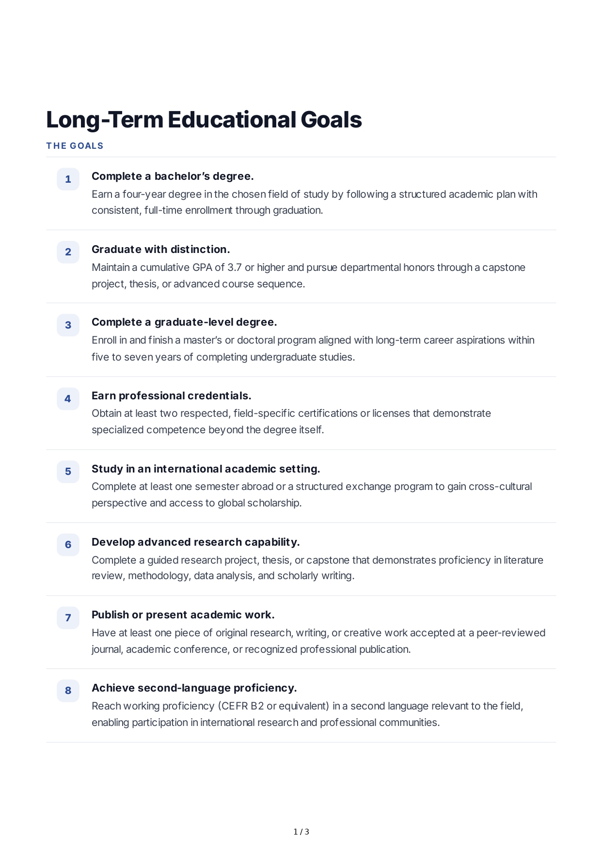 Long-Term Educational Goals - Free AI Long Term Goals Generator, 50+ Real Long Term Goals Examples