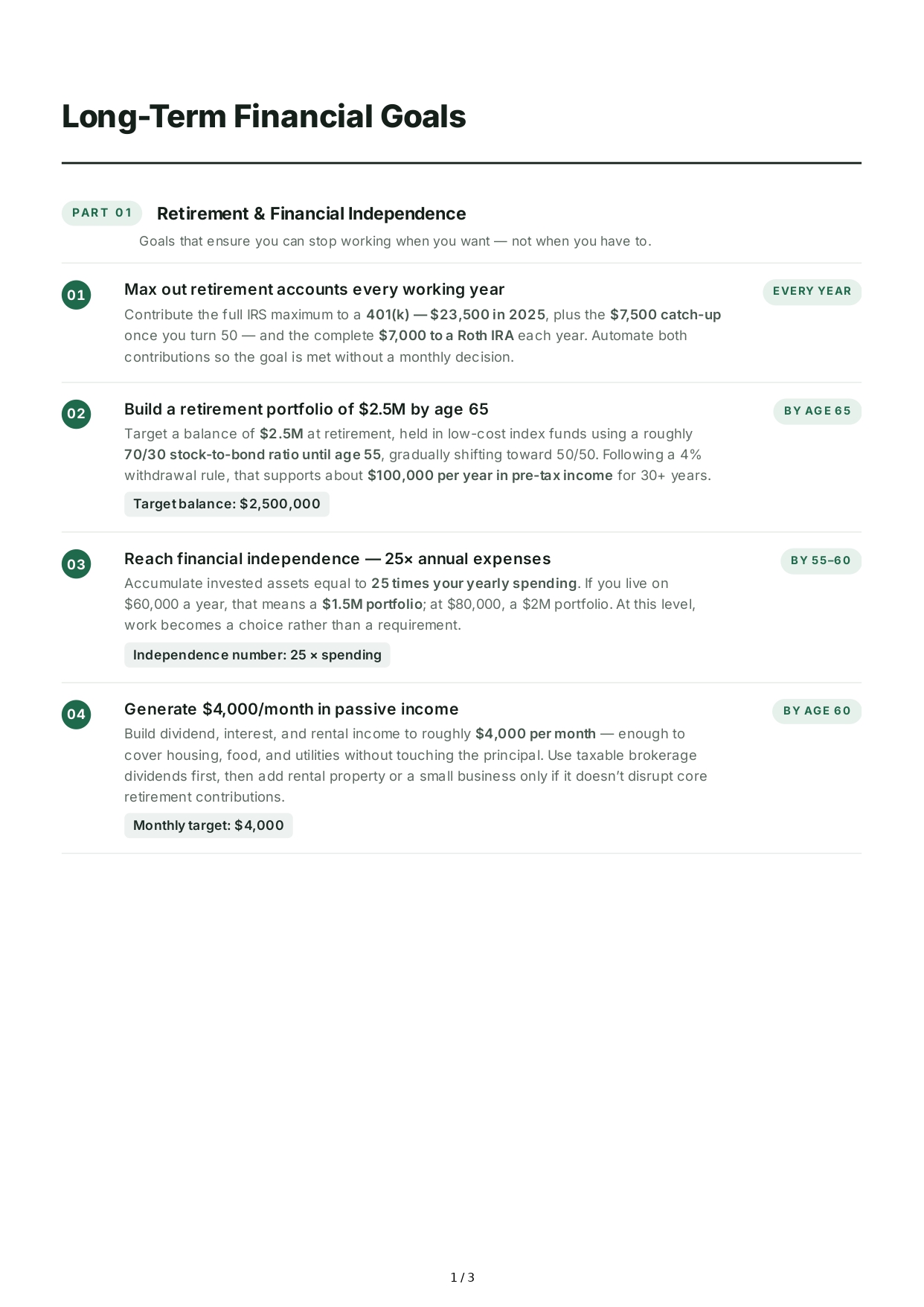 Long-Term Financial Goals - Free AI Long Term Goals Generator, 50+ Real Long Term Goals Examples
