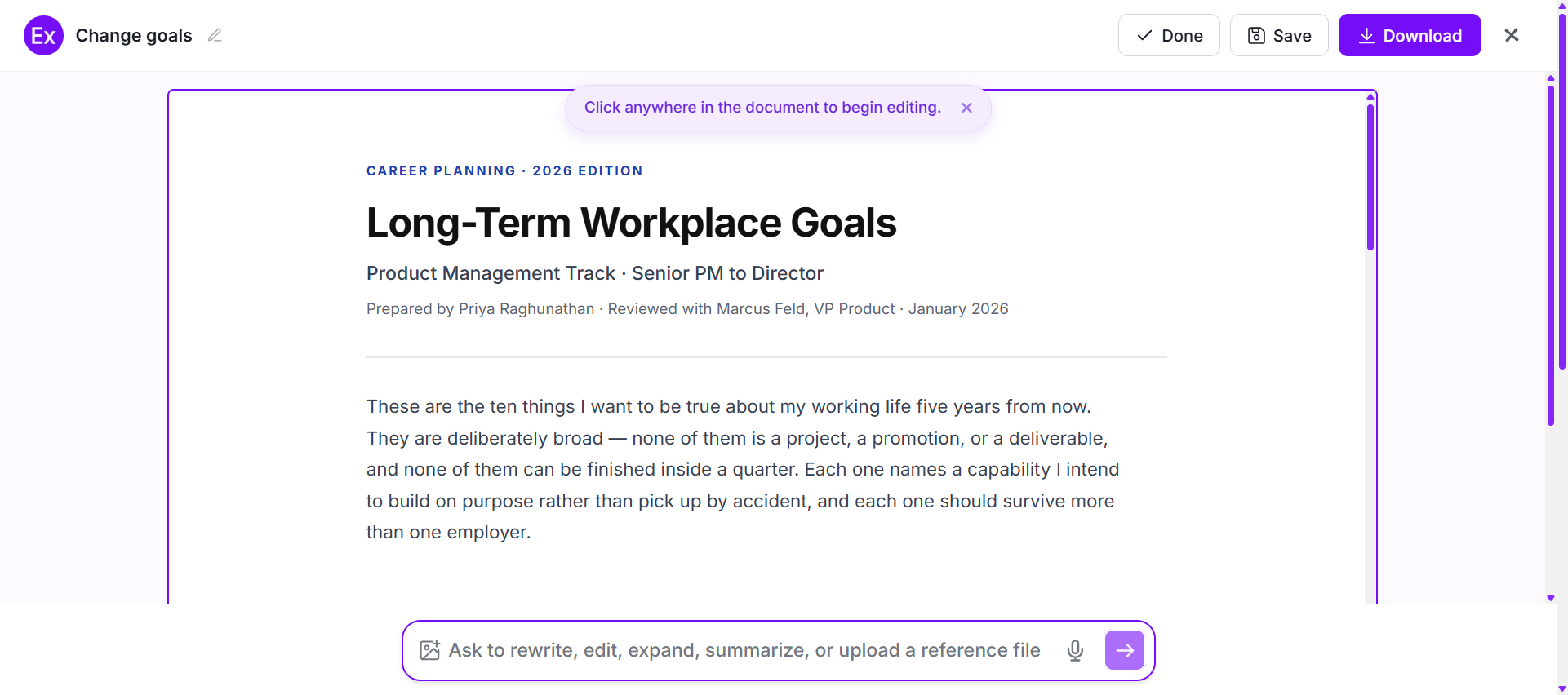 Customize Long Term Goals