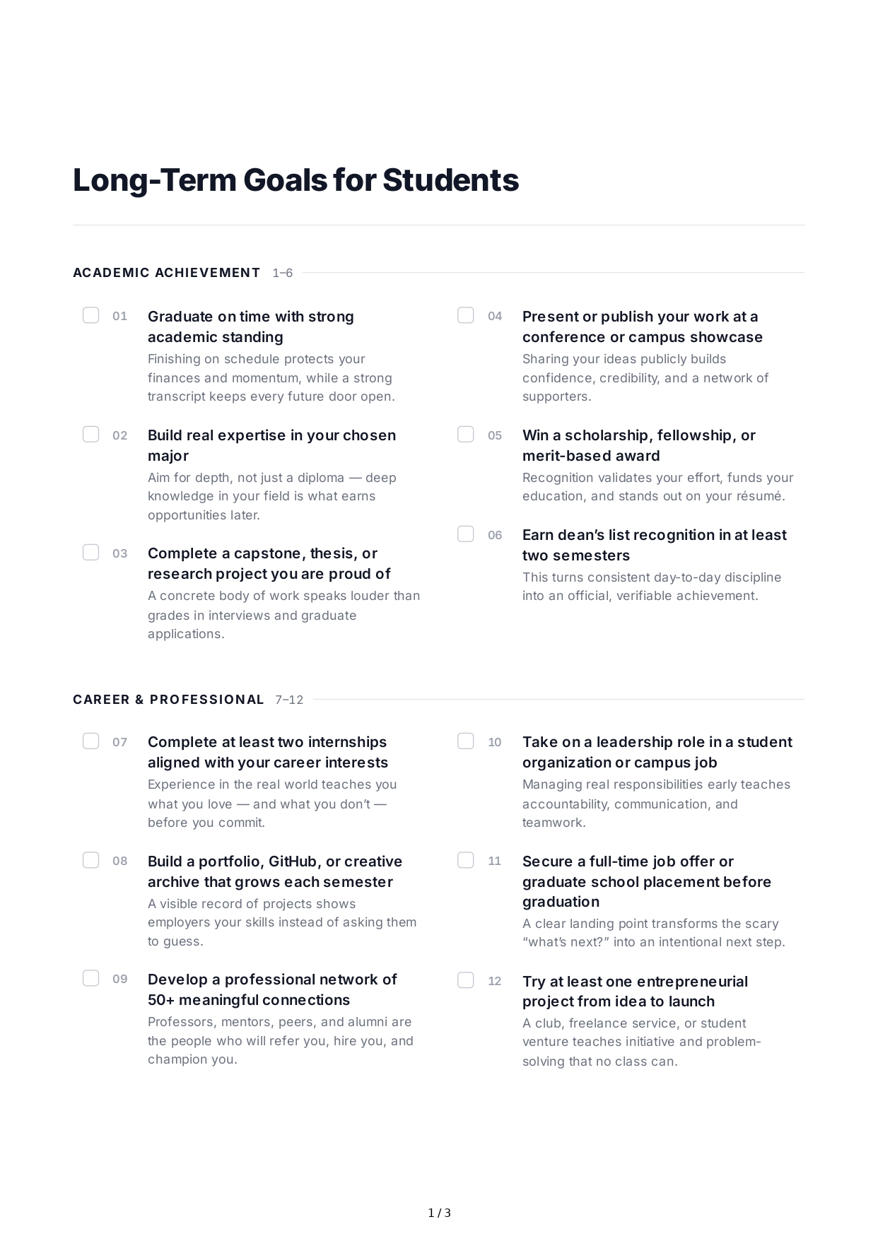 Long-Term Goals for Students - Free AI Long Term Goals Generator, 50+ Real Long Term Goals Examples