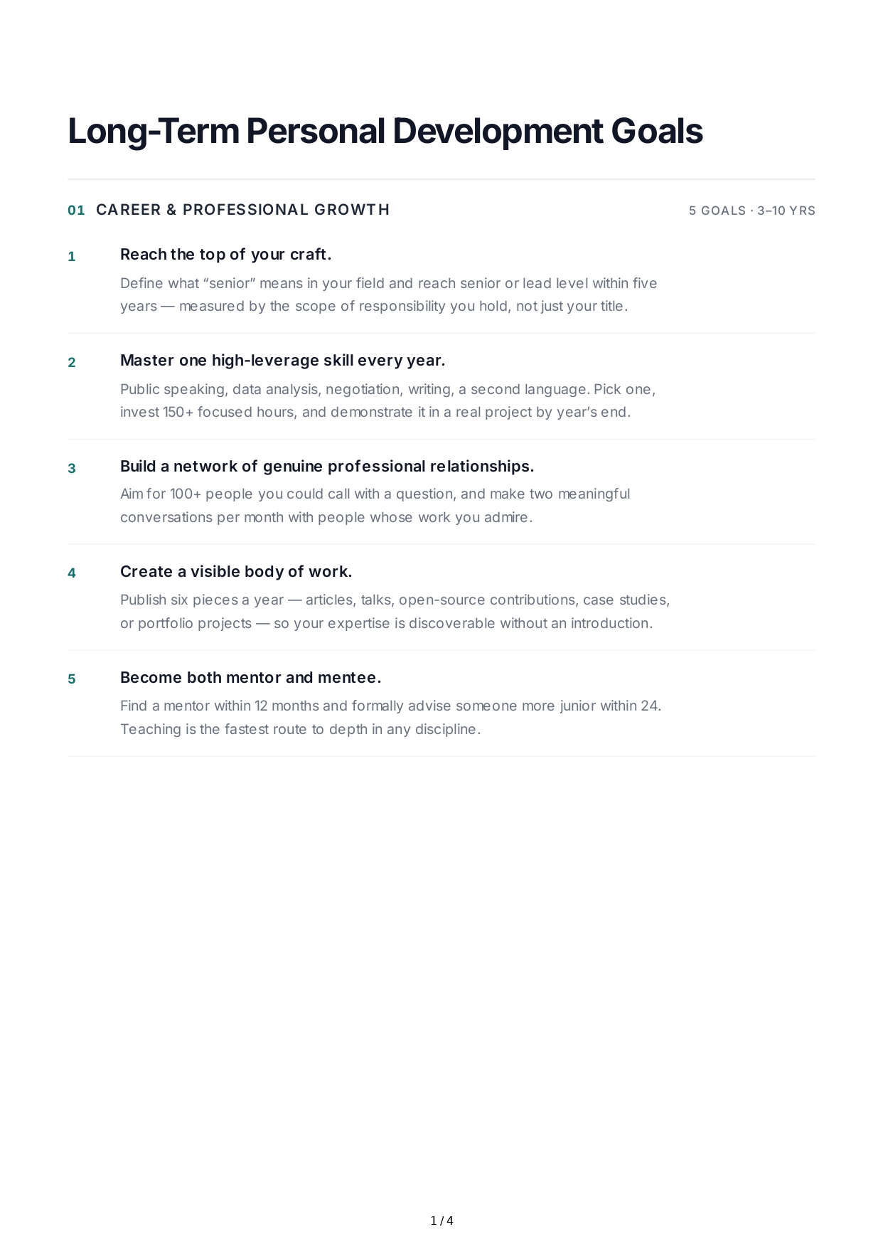 Long-Term Personal Development Goals - Free AI Long Term Goals Generator, 50+ Real Long Term Goals Examples