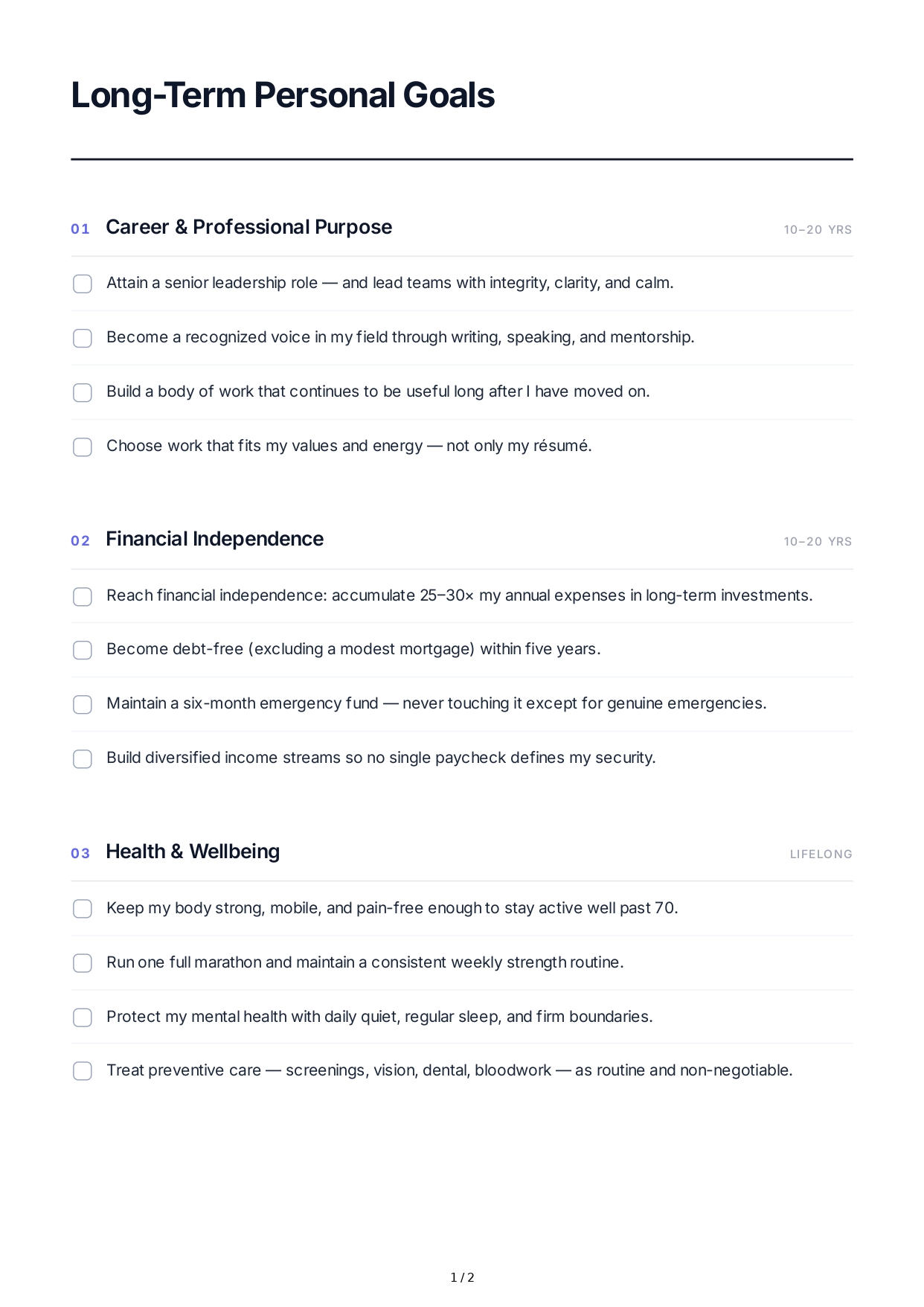 Long-Term Personal Goals - Free AI Long Term Goals Generator, 50+ Real Long Term Goals Examples