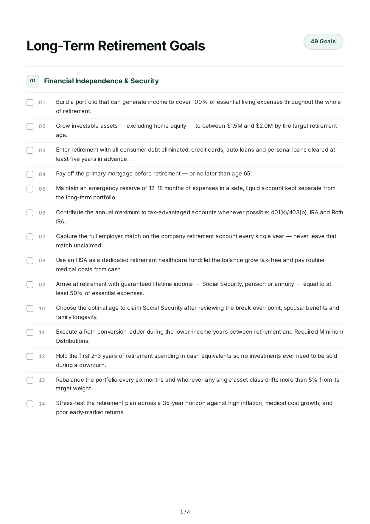 Long-Term Retirement Goals - Free AI Long Term Goals Generator, 50+ Real Long Term Goals Examples