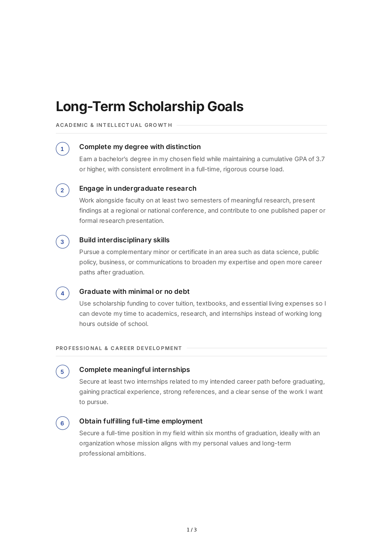Long-Term Scholarship Goals - Free AI Long Term Goals Generator, 50+ Real Long Term Goals Examples