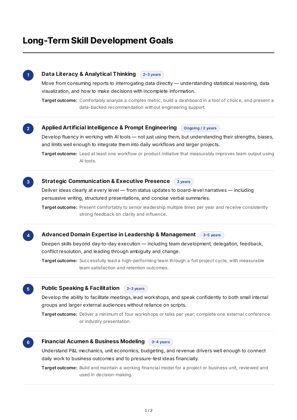 Long-Term Skill Development Goals - Free AI Long Term Goals Generator, 50+ Real Long Term Goals Examples