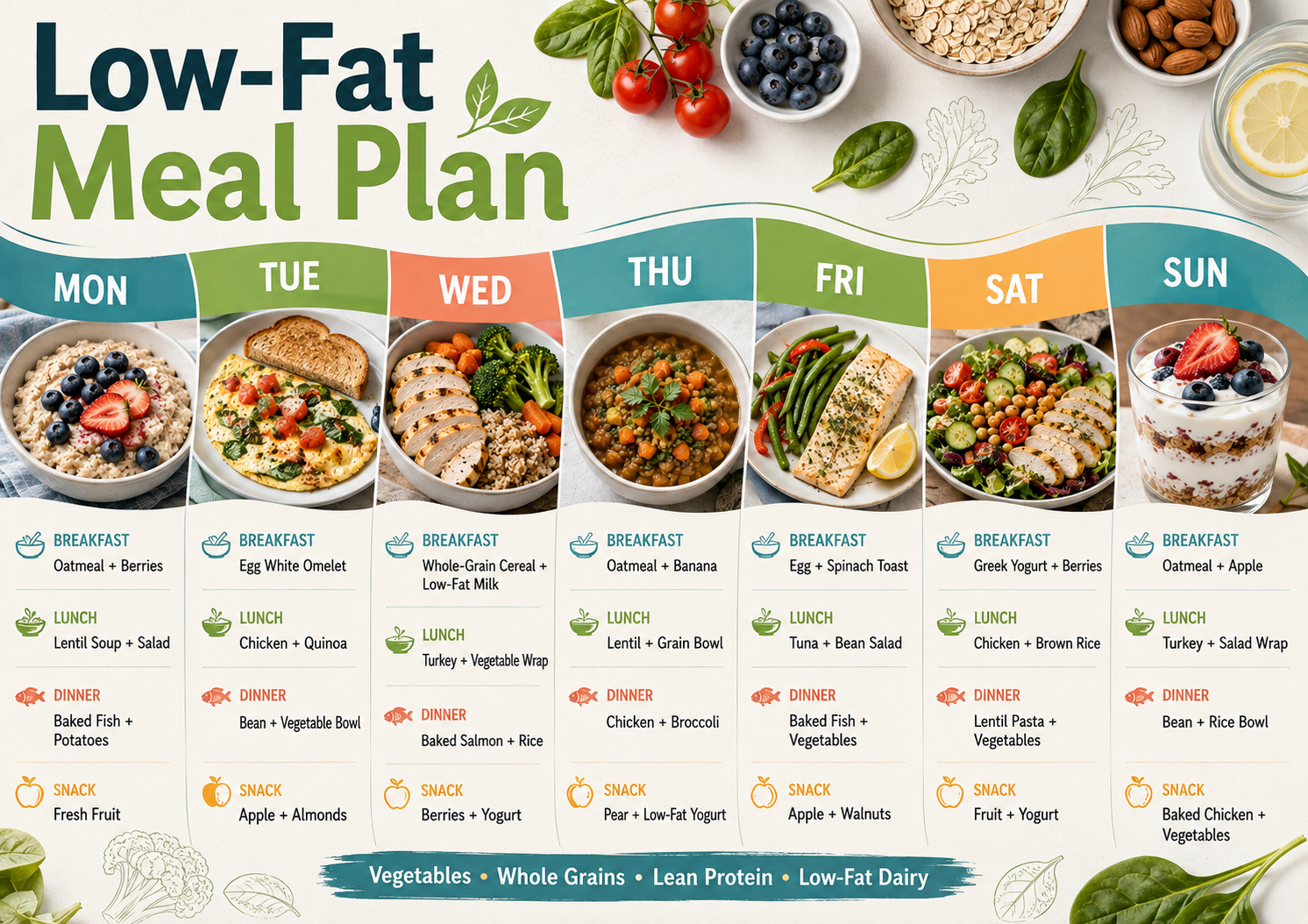 Low-Fat Meal Plan - Free AI Meal Plan Generator, 50+ Real Meal Plan Examples