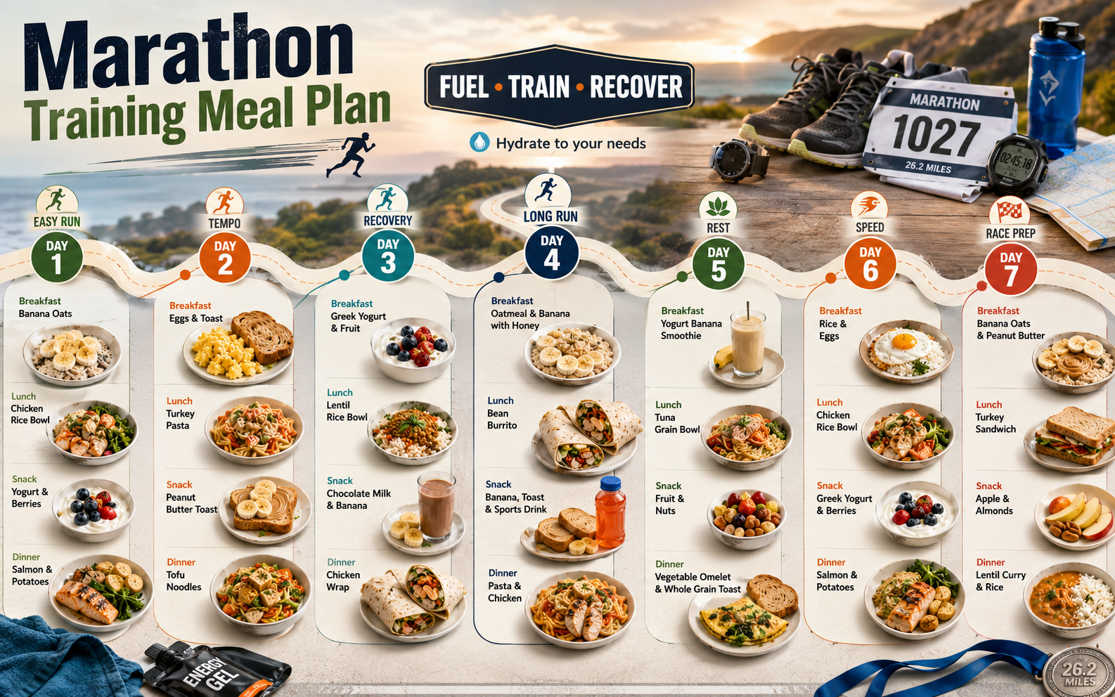 Marathon Training Meal Plan - Free AI Meal Plan Generator, 50+ Real Meal Plan Examples