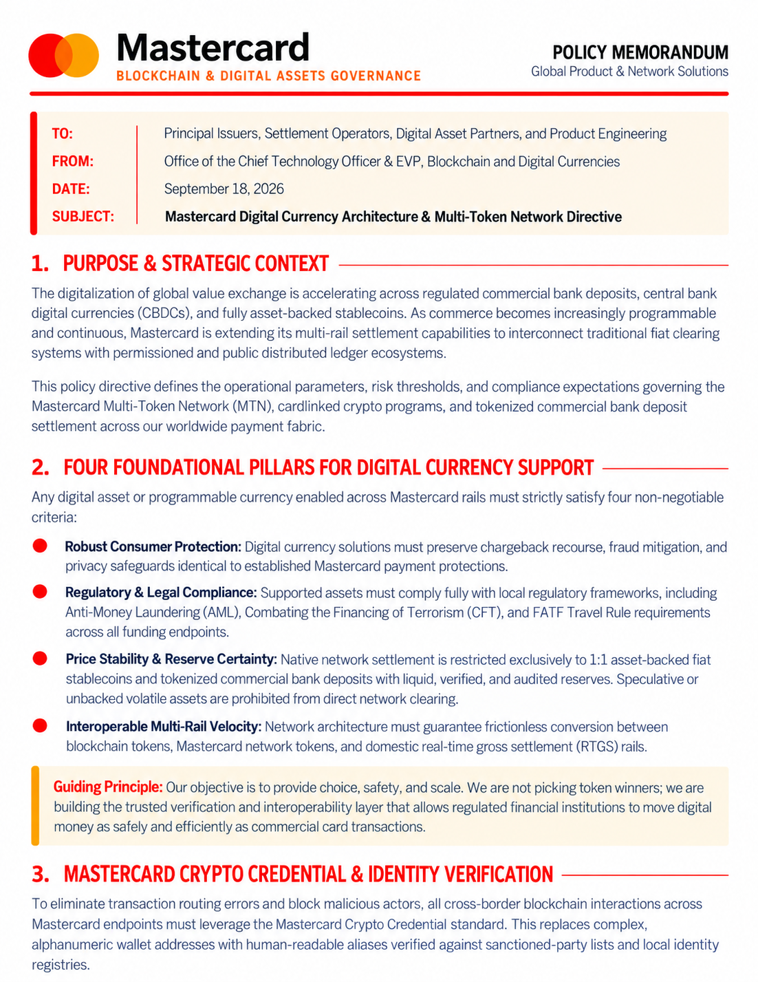 Mastercard Digital Currency Memo - Free AI Memo Generator, 50+ Real Memo Examples