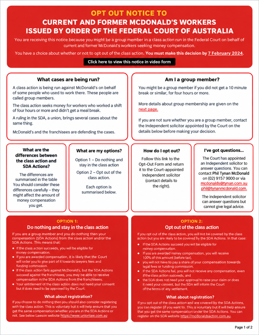 McDonald’s Class Action Opt-Out Notice - Free AI Notice Generator, 50+ Real Notice Examples