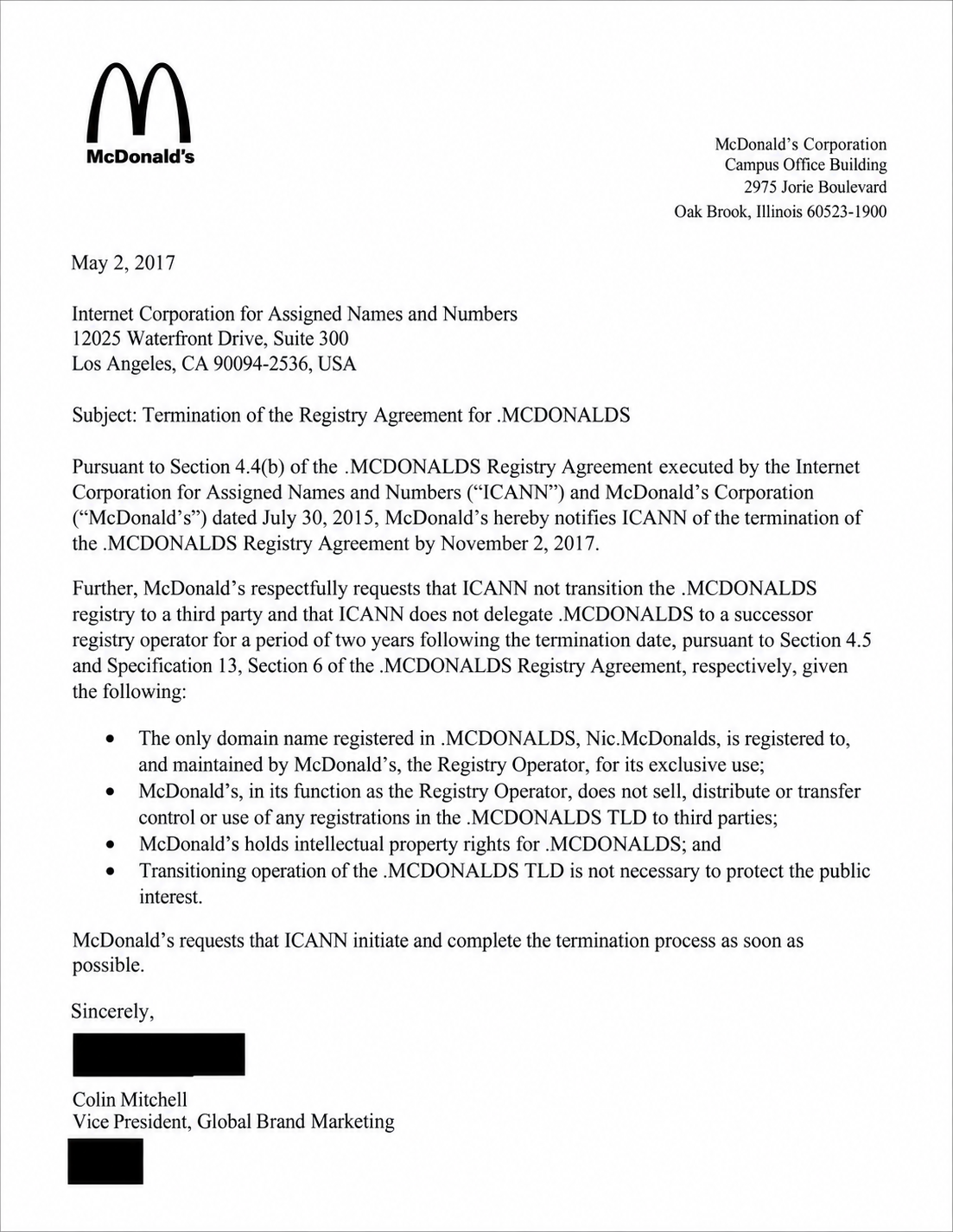 McDonald’s Termination Notice - Free AI Notice Generator, 50+ Real Notice Examples