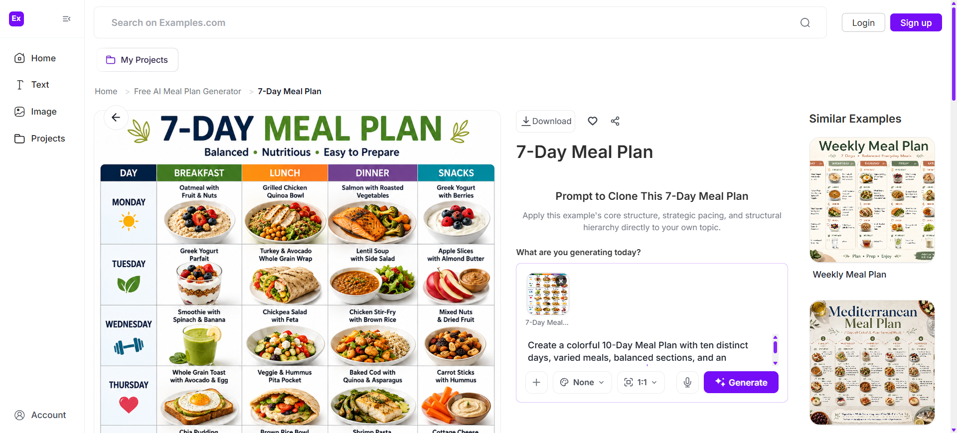 Choose A Reference Meal Plan