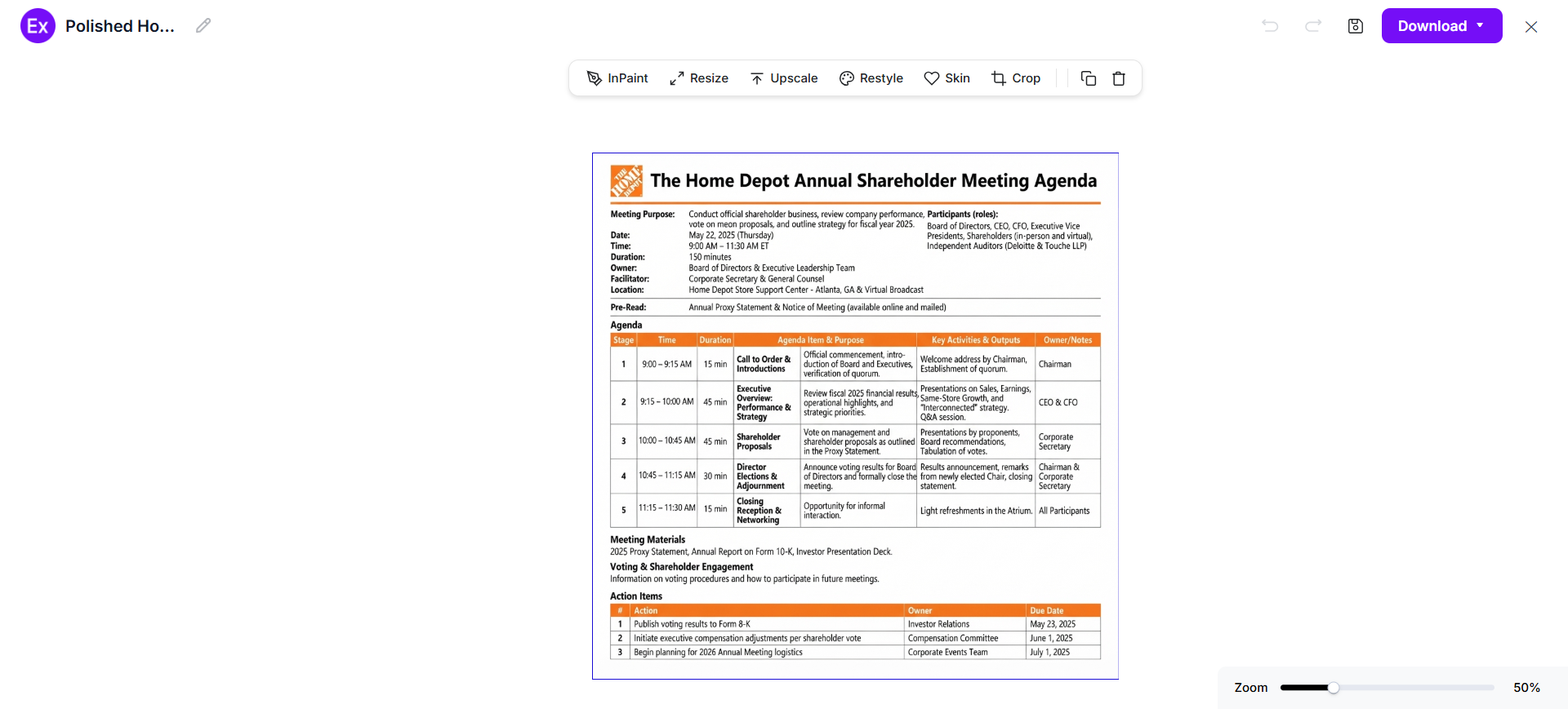 Generate A New AI Meeting Agenda