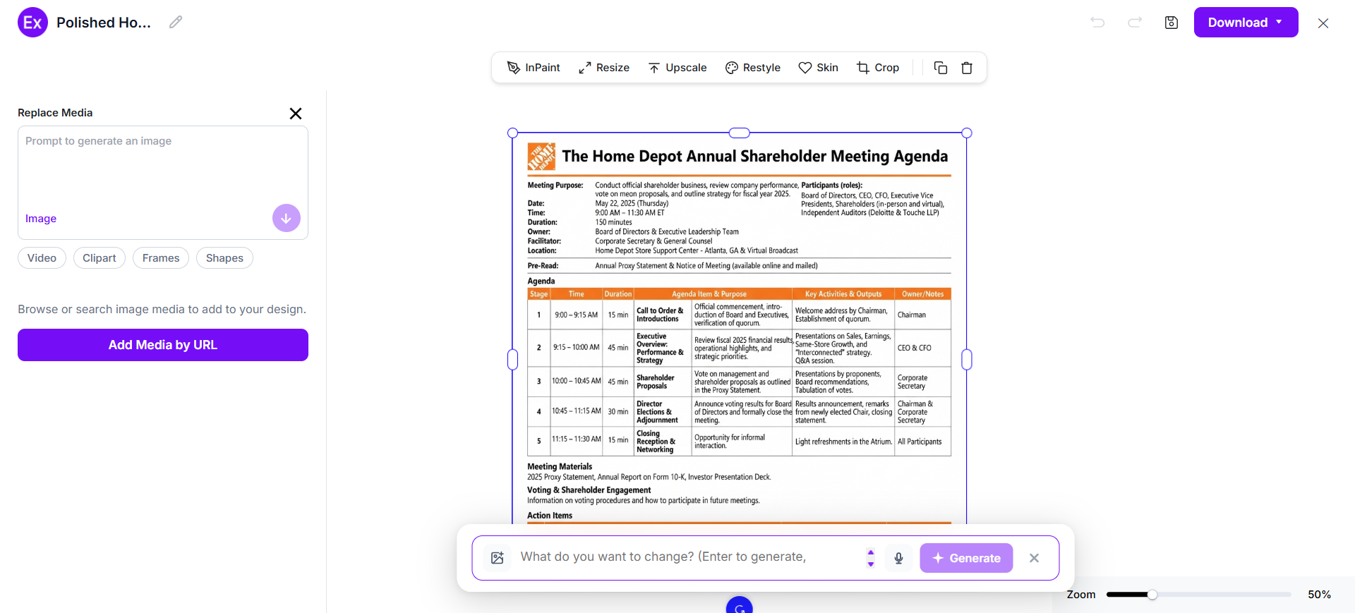 Customize The Meeting Agenda In The Online Editor