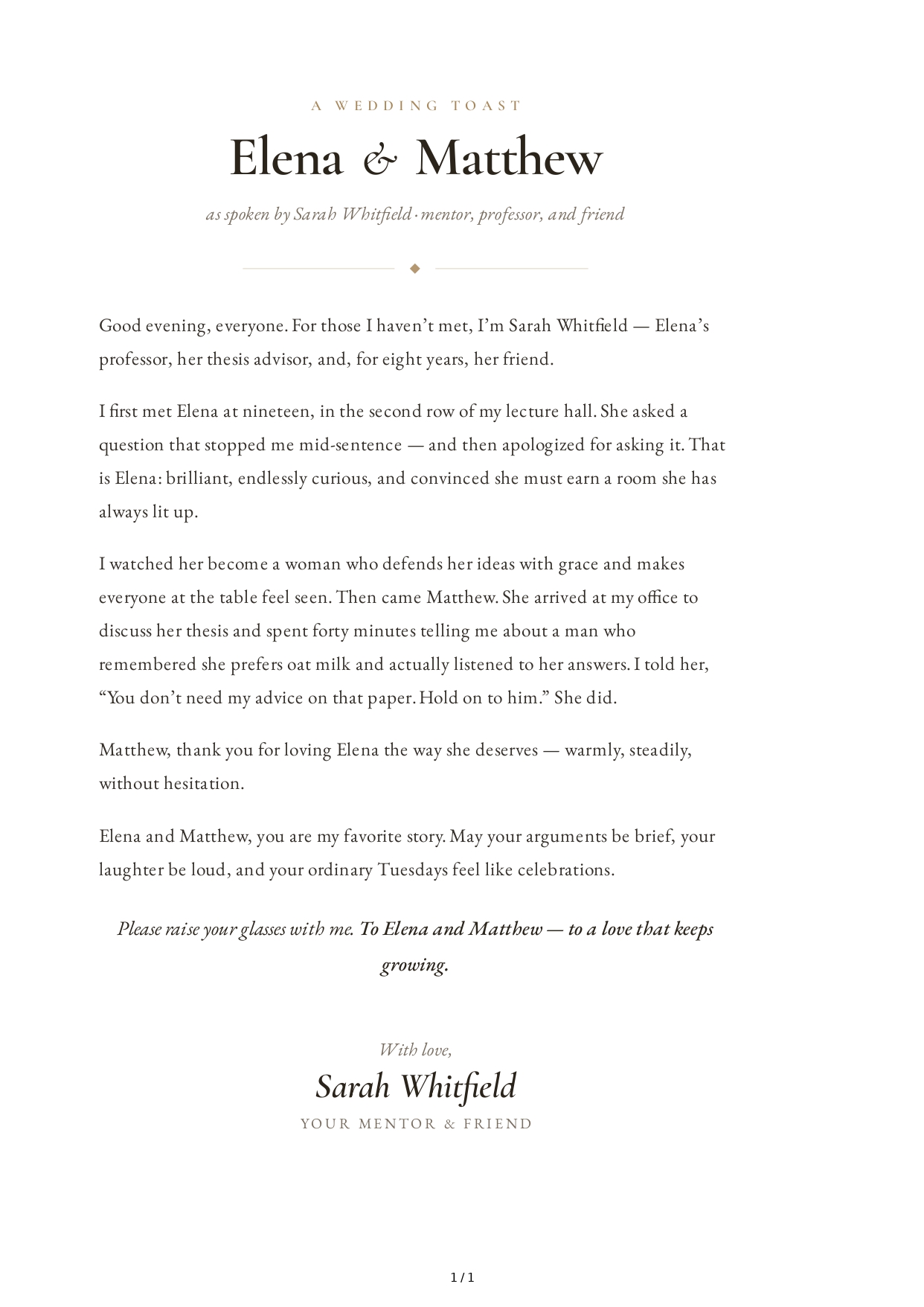 Mentor Wedding Toast - Free AI Wedding Toast Generator, 50+ Real Wedding Toast Examples