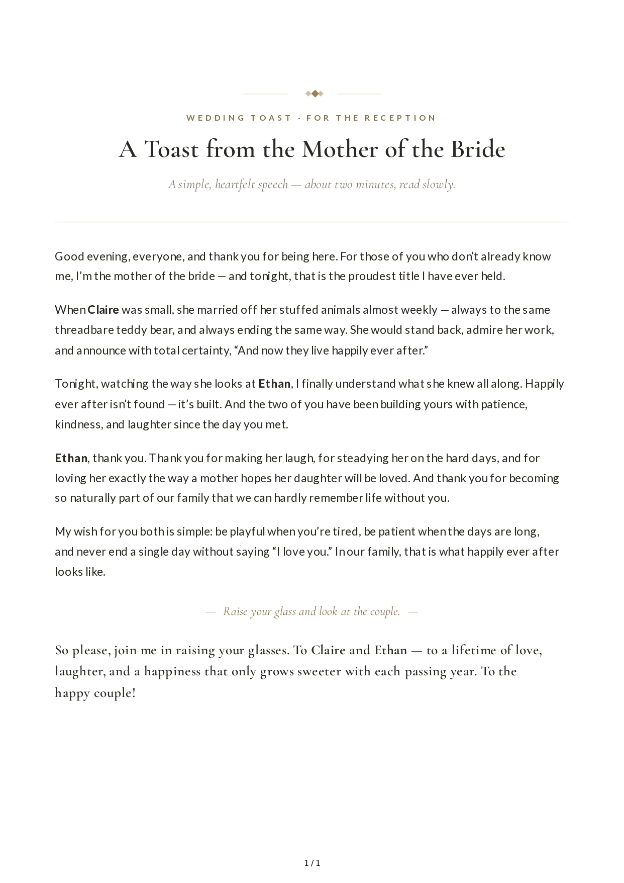 Mother of the Bride Wedding Toast - Free AI Wedding Toast Generator, 50+ Real Wedding Toast Examples