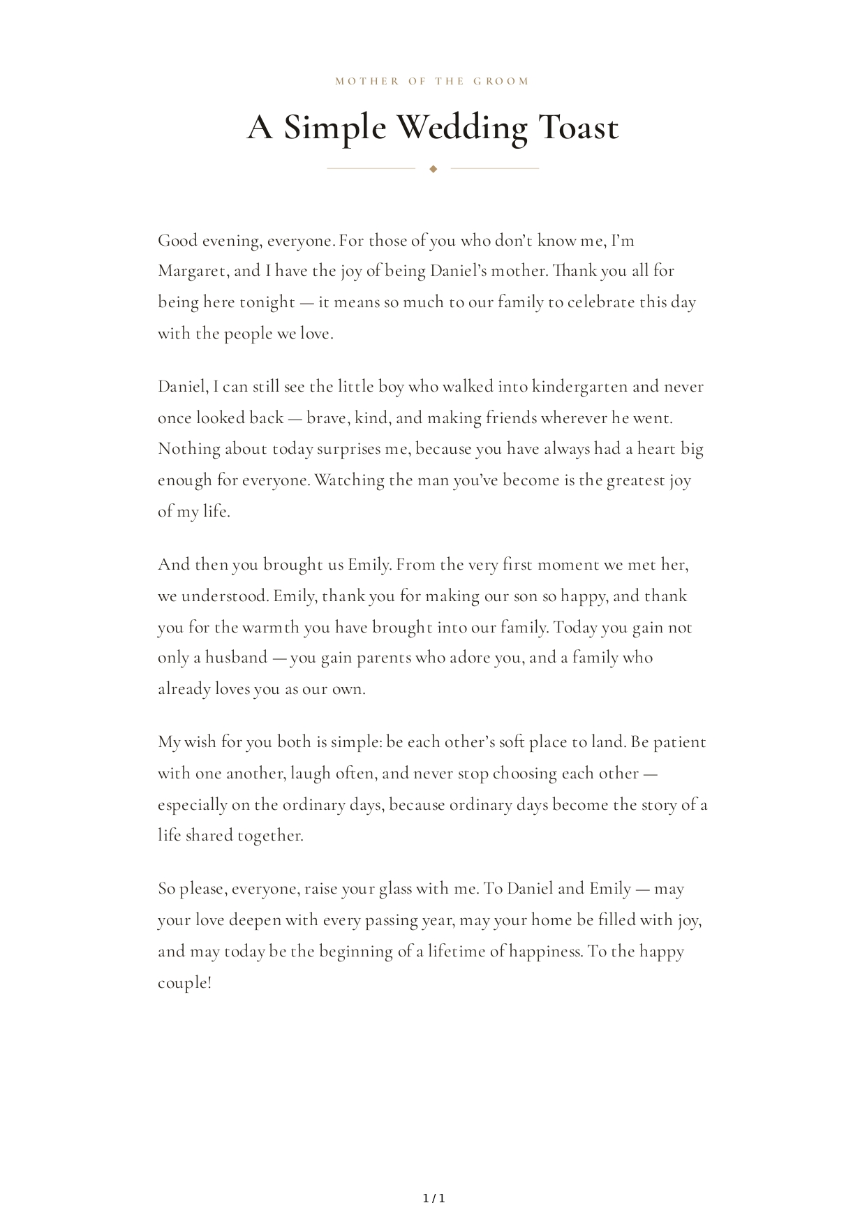 Mother of the Groom Wedding Toast - Free AI Wedding Toast Generator, 50+ Real Wedding Toast Examples
