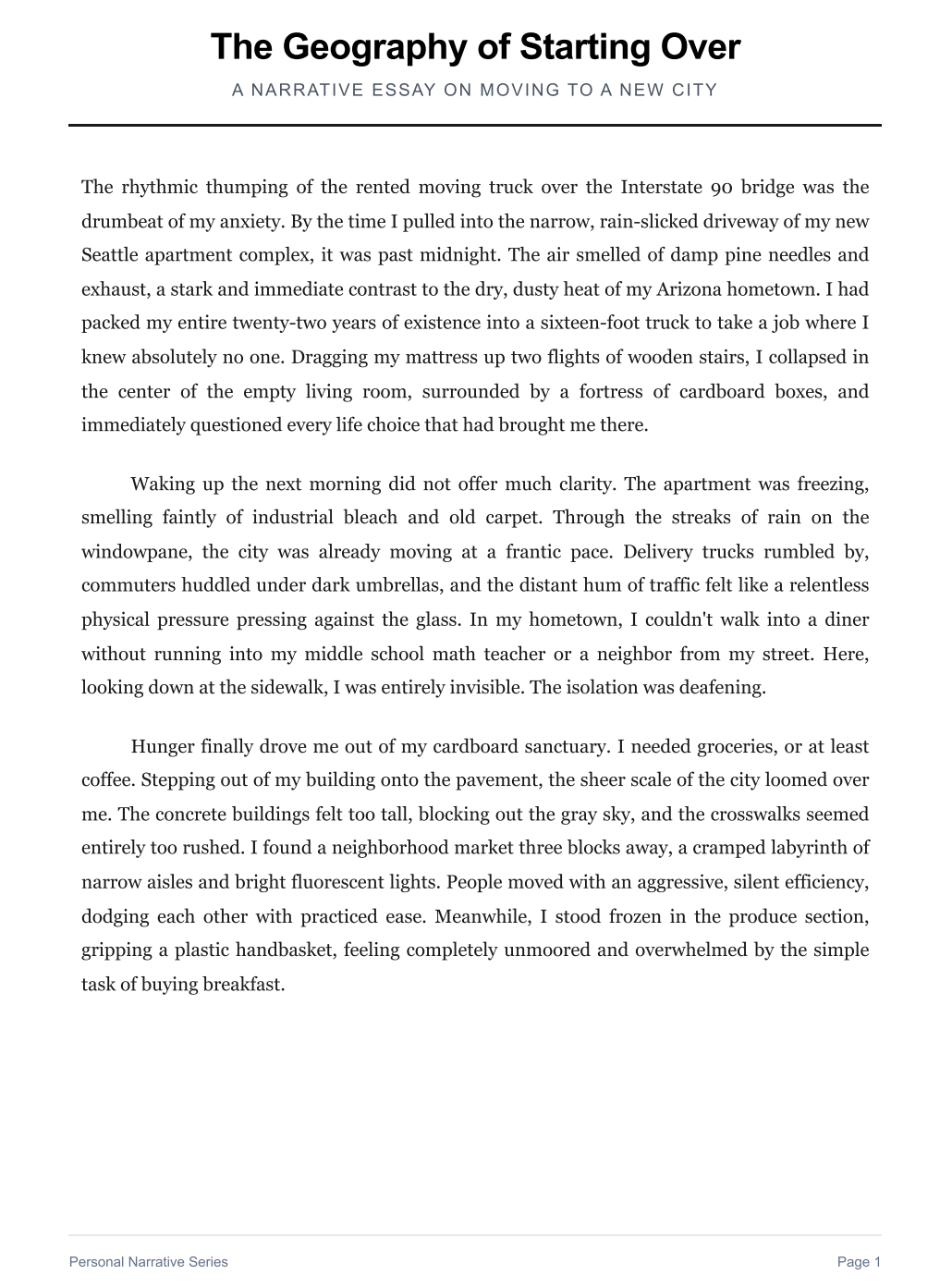 Moving to a New City Narrative Essay - Free AI Narrative Essay Generator, 50+ Real Narrative Essay Examples