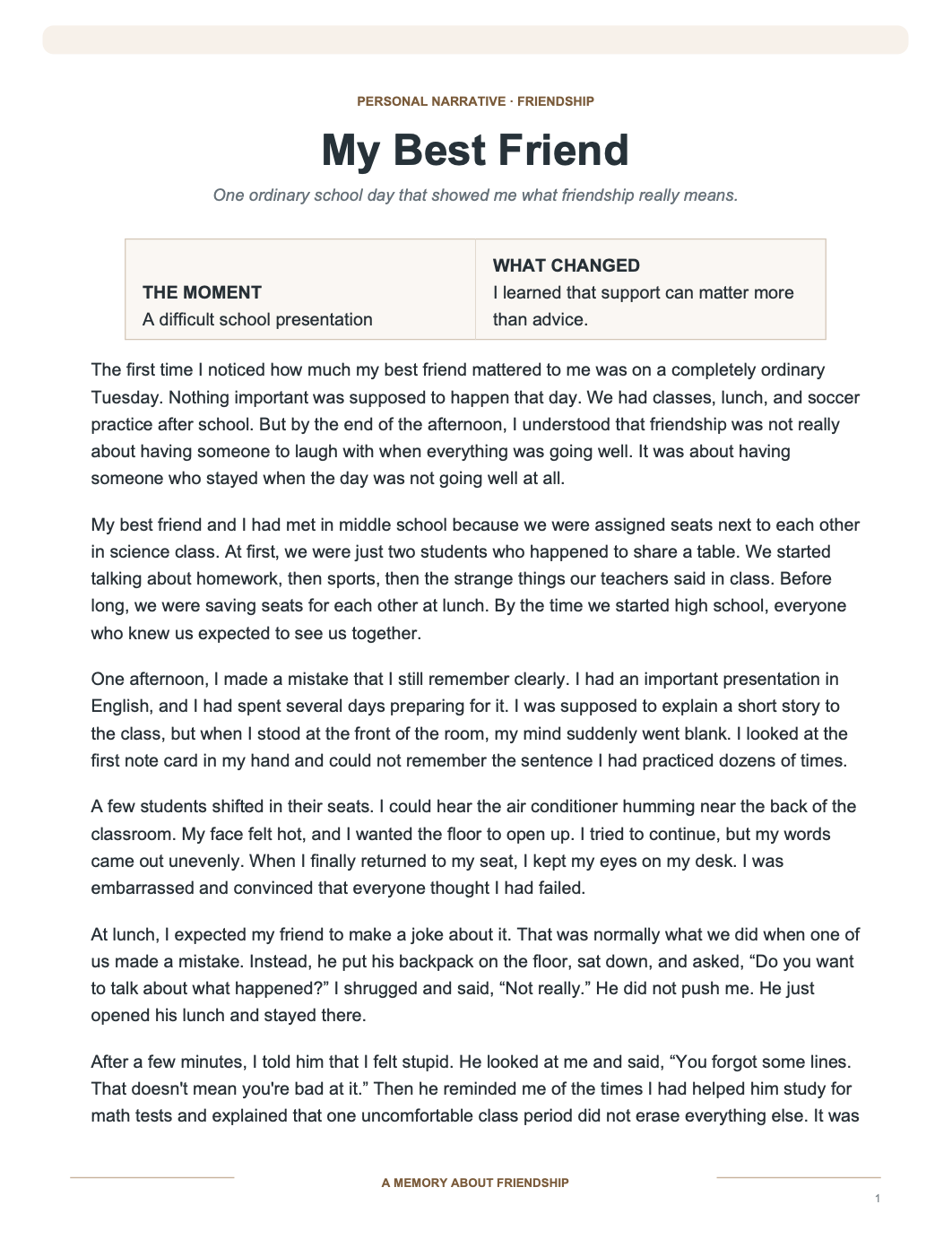 My Best Friend Narrative Essay - Free AI Narrative Essay Generator, 50+ Real Narrative Essay Examples