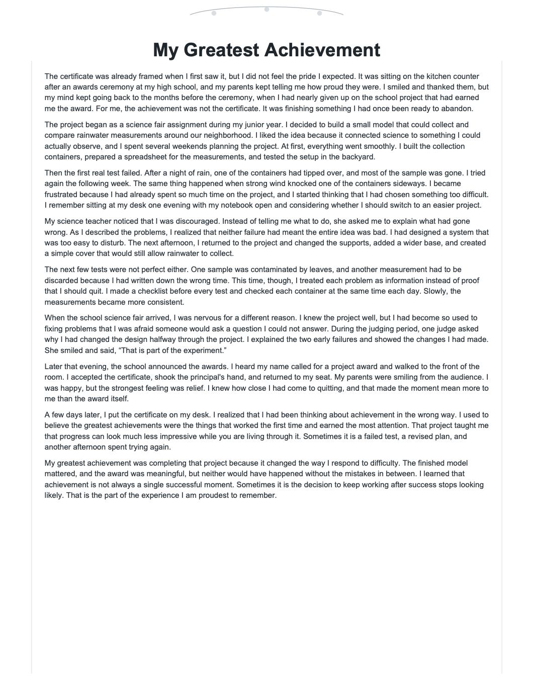 My Greatest Achievement Narrative Essay - Free AI Narrative Essay Generator, 50+ Real Narrative Essay Examples