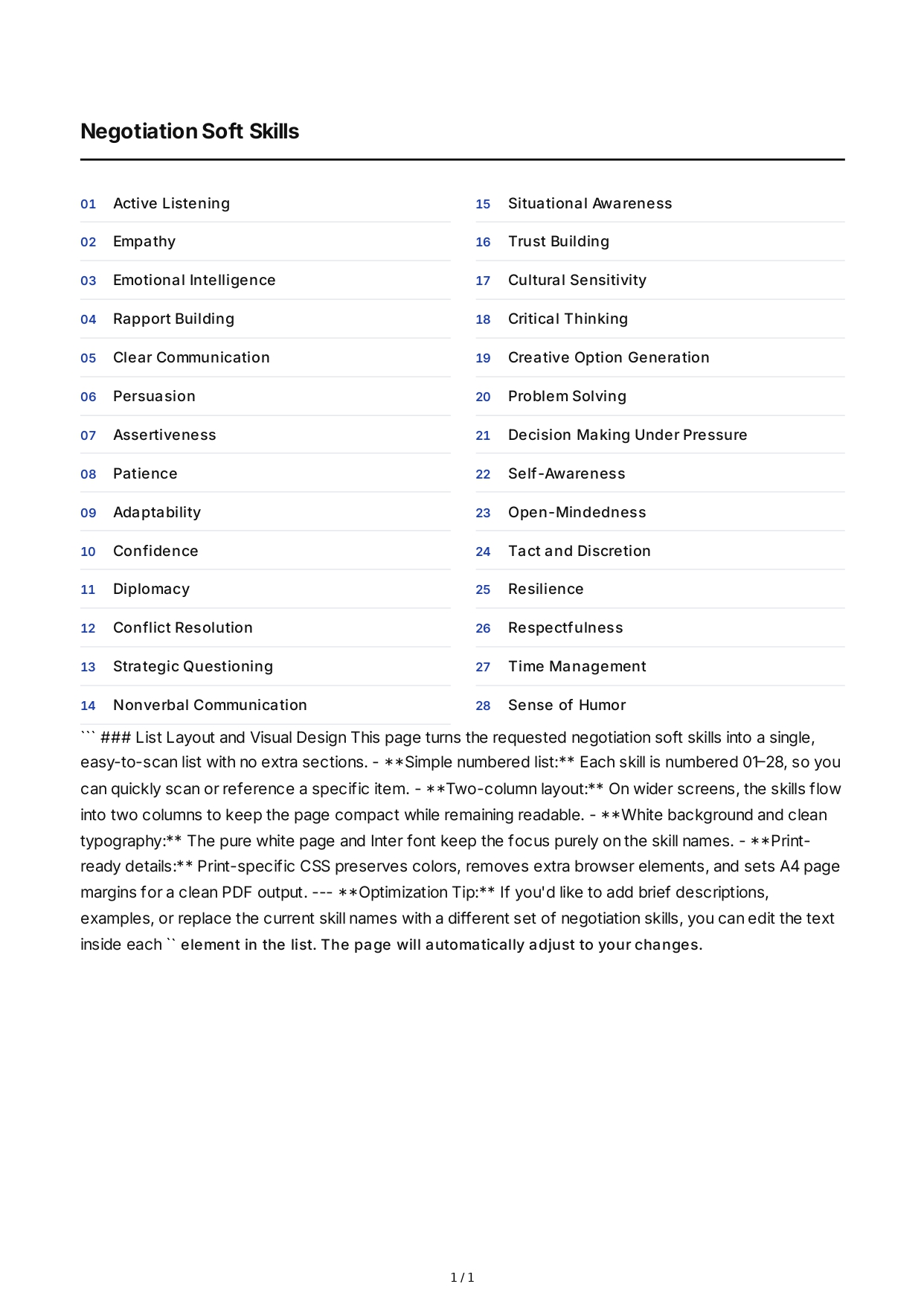 Negotiation Soft Skills - Free AI Soft Skills Generator, 50+ Real Soft Skills Examples