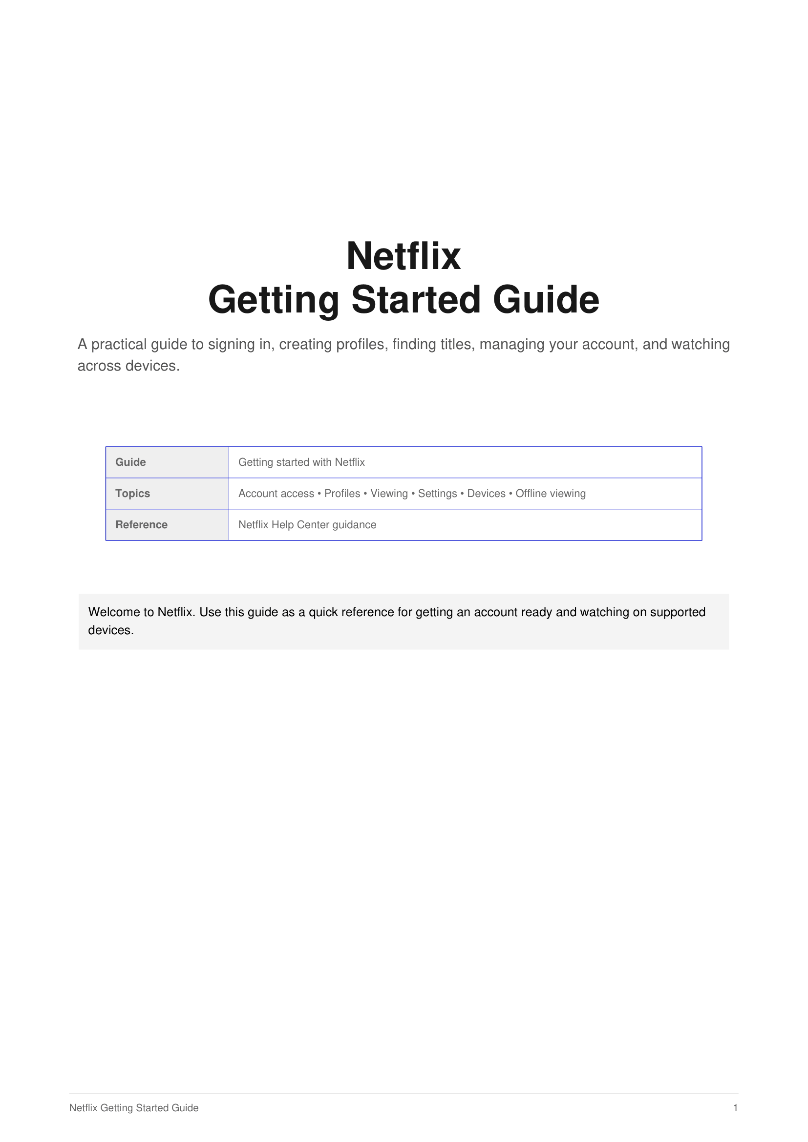 Netflix Getting Started Guide - Free AI Guide Generator, 50+ Real Guide Examples