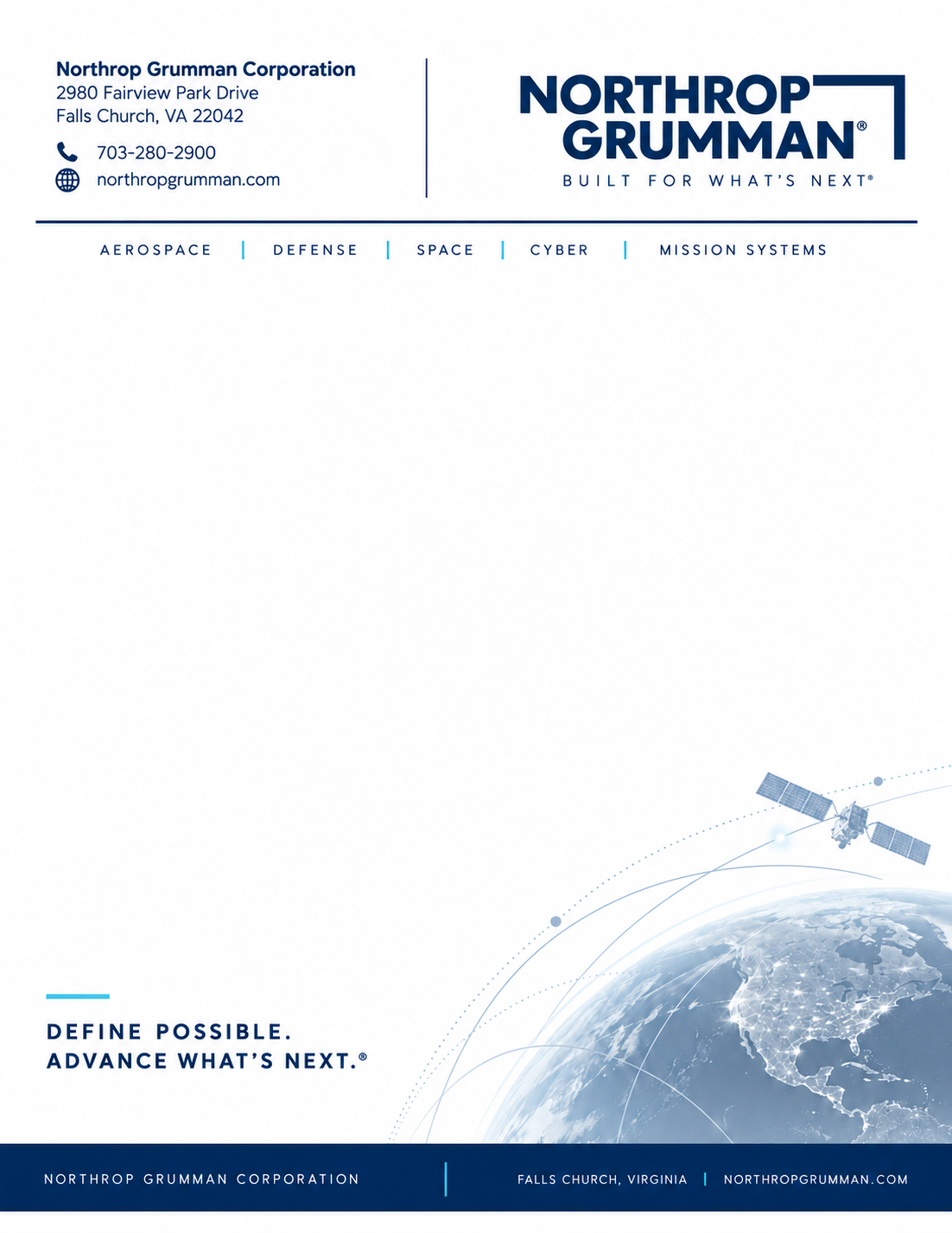 Northrop Grumman Letterhead - Free AI Letterhead Generator, 50+ Real Letterhead Examples